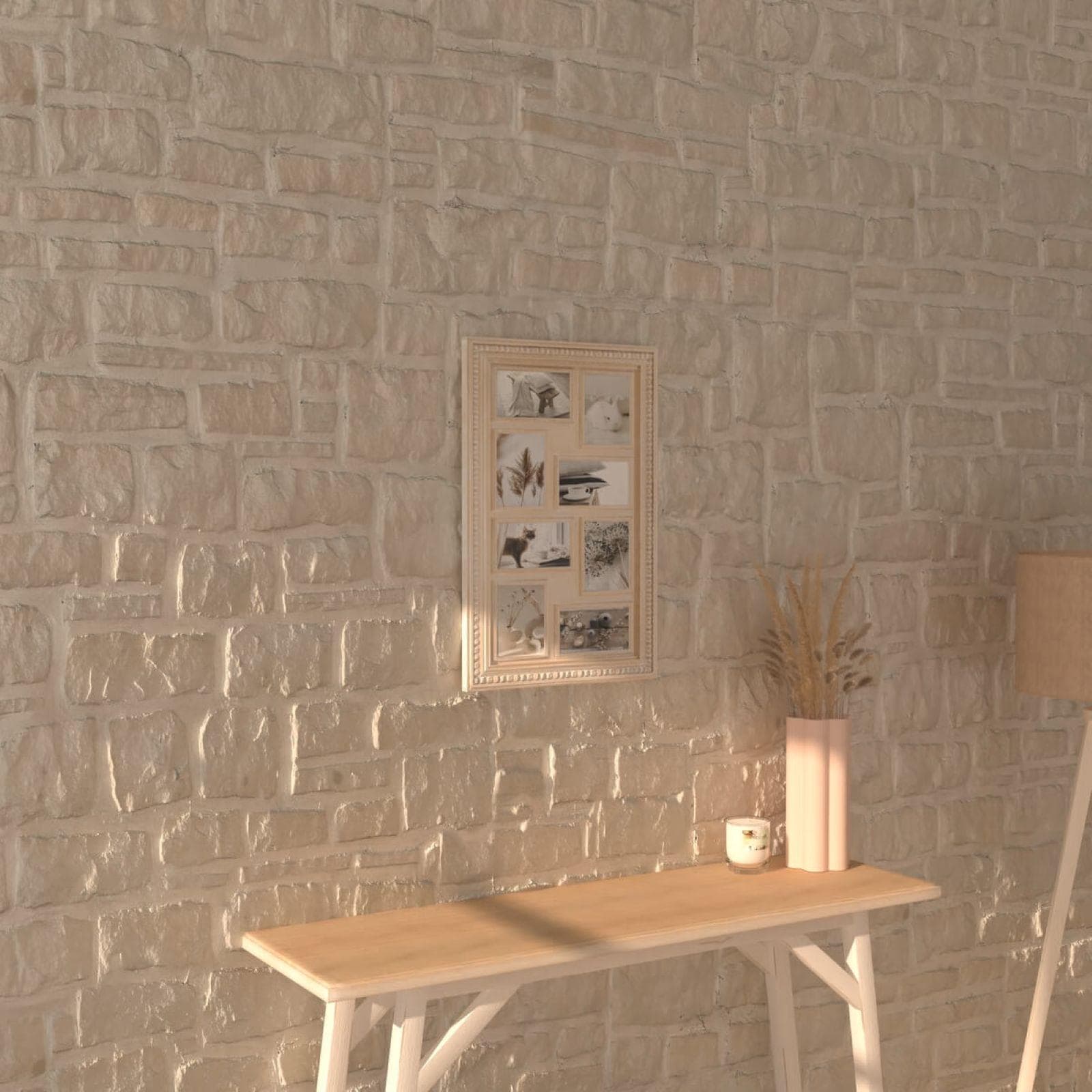 Cornice multipla 38x67h cm reversibile in legno chiaro naturale