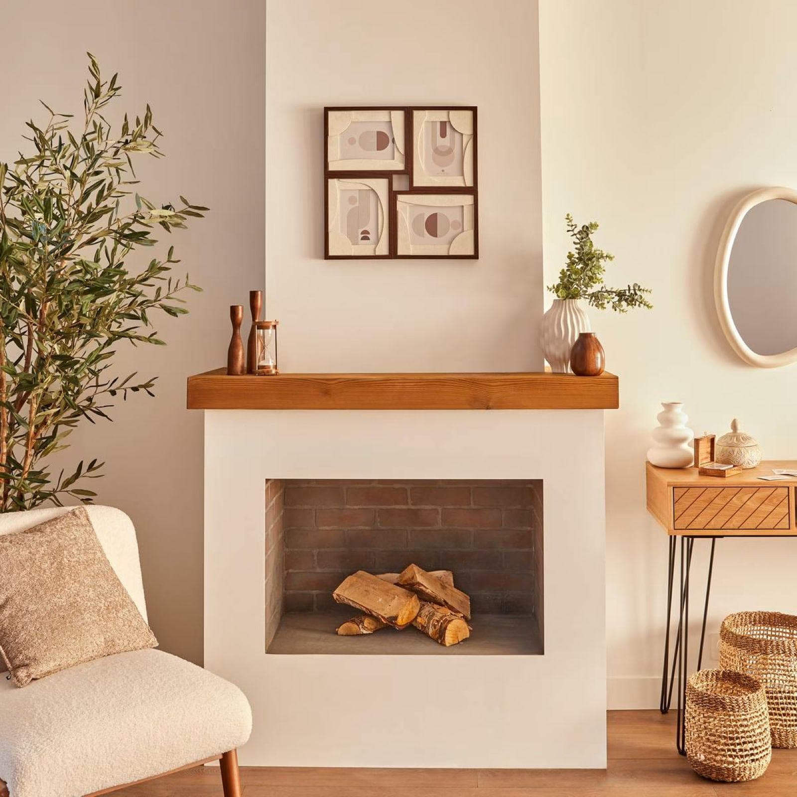 Cornice multipla 47x47h cm in legno naturale e bianco