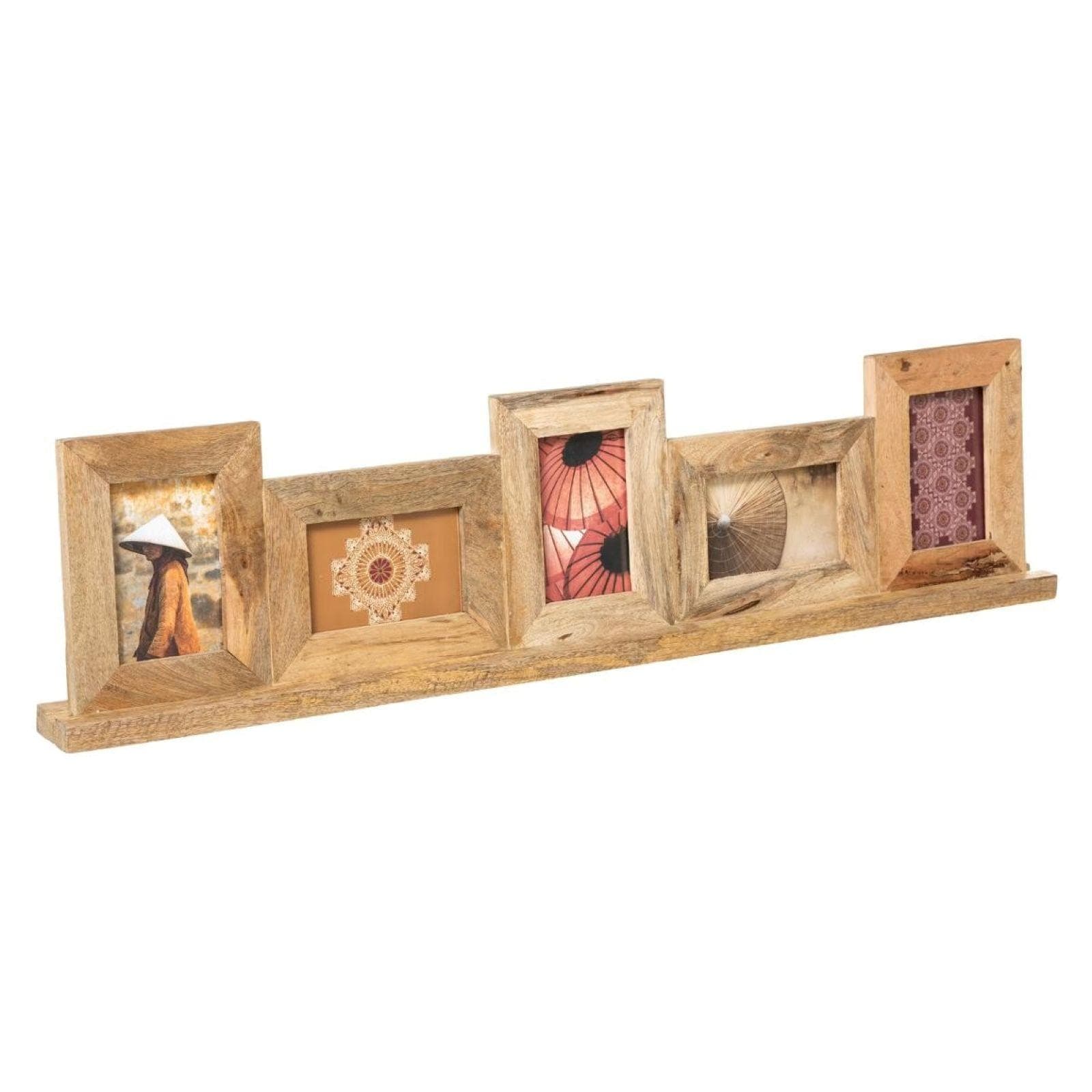 Cornice multipla d'appoggio 95x23h cm in legno di mango naturale