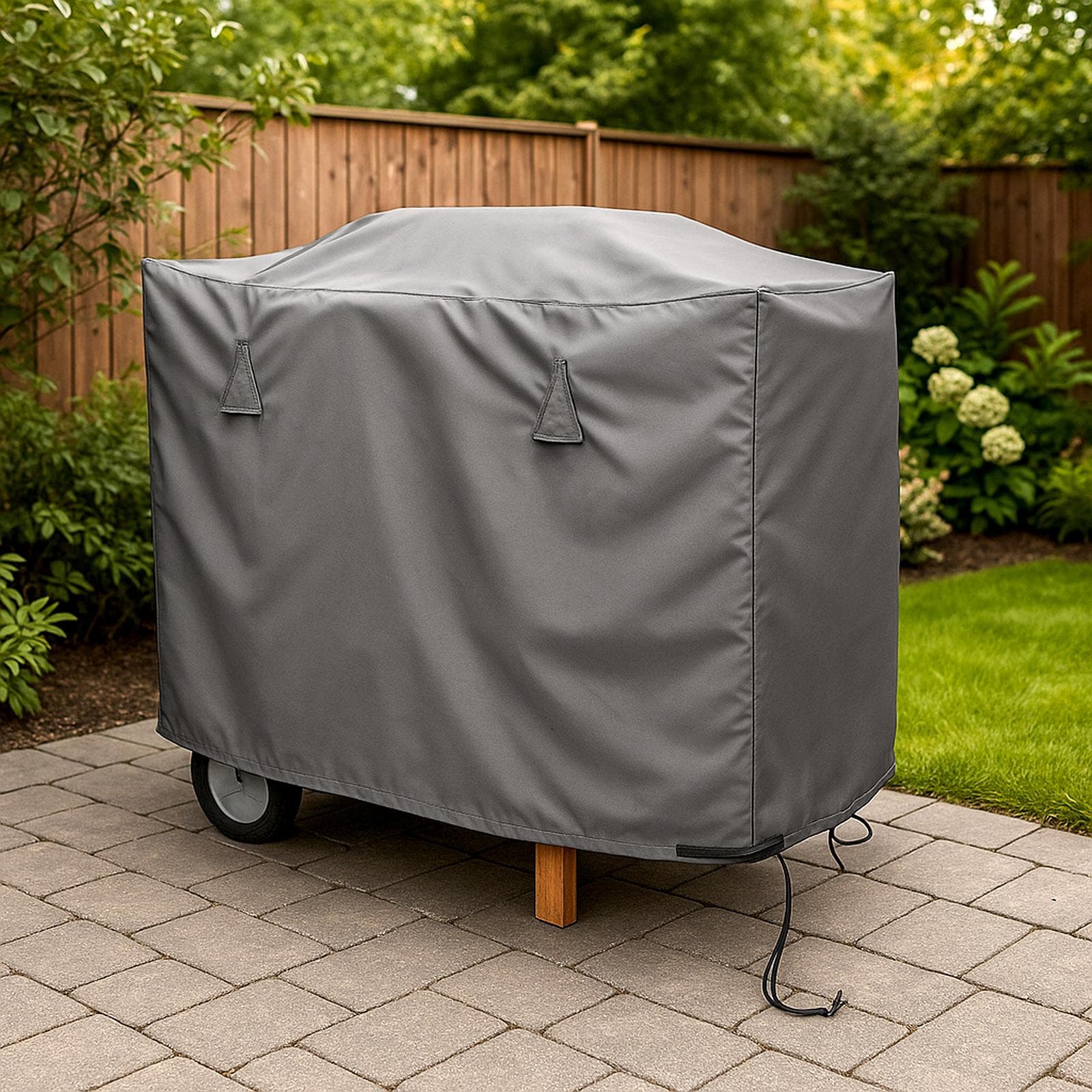Copertura protettiva per barbecue in poliestere idrorepellente antracite 150x60x100h cm con coulisse regolabile - Wakanda