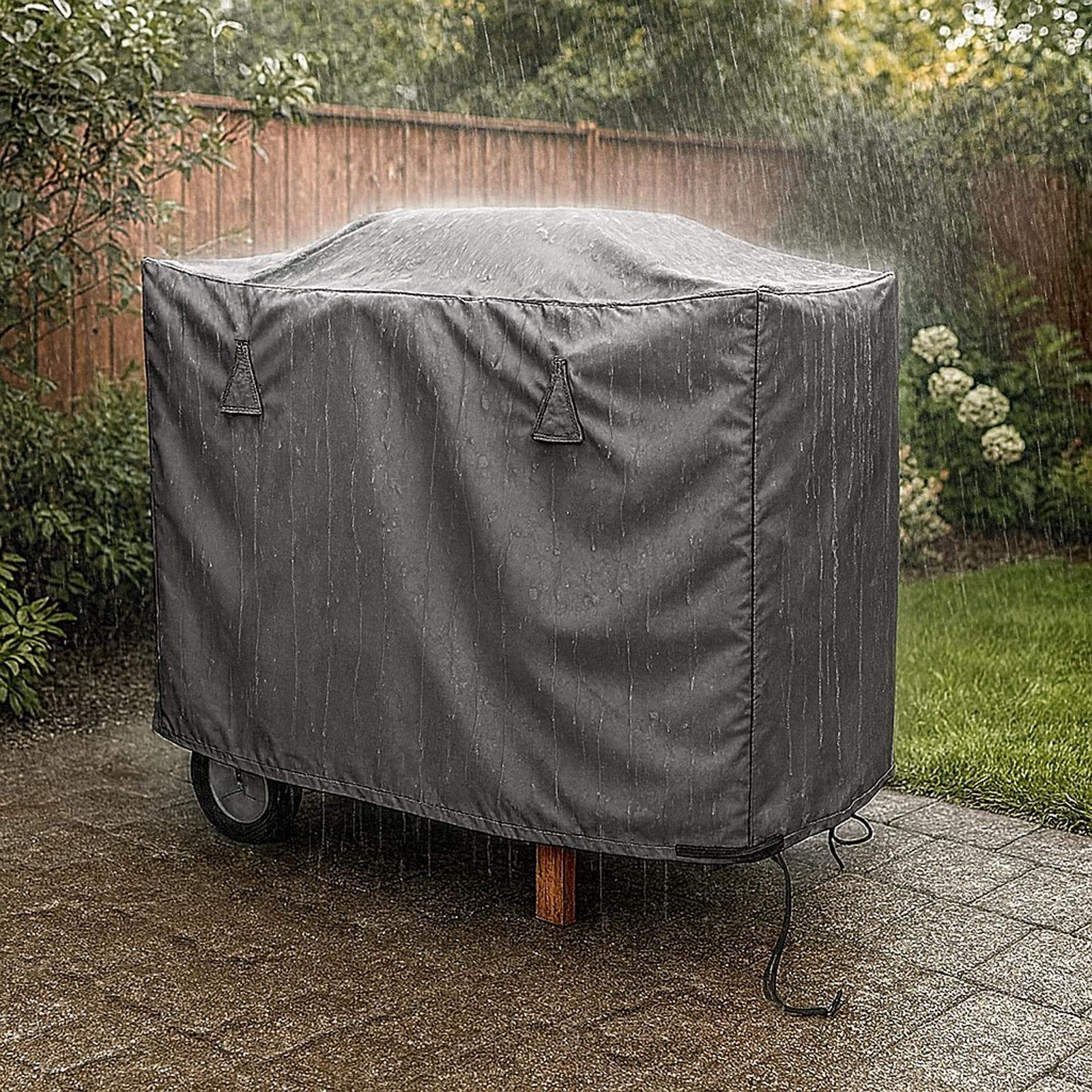 Copertura protettiva per barbecue in poliestere idrorepellente antracite 150x60x100h cm con coulisse regolabile - Wakanda