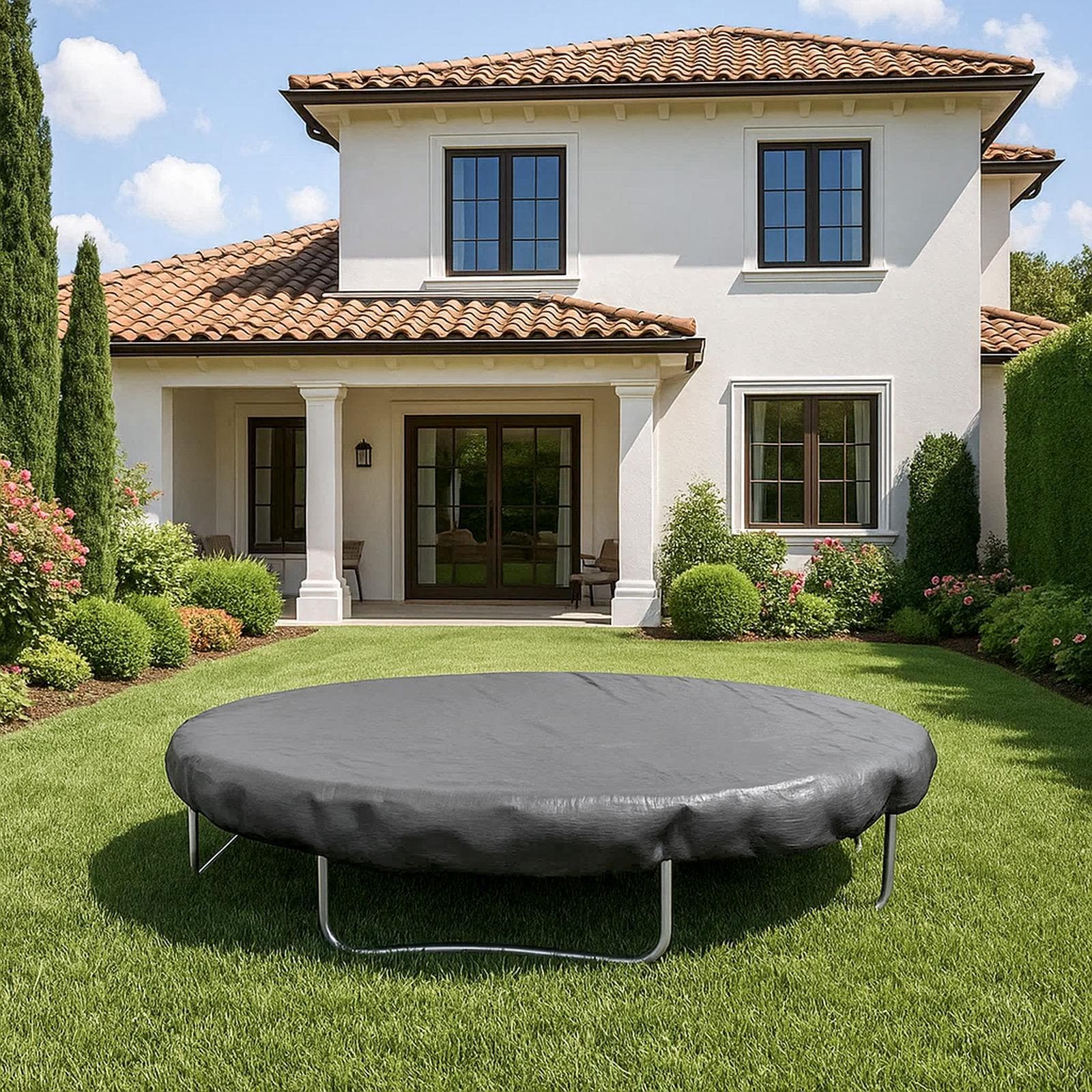 Copertura protettiva per trampolino in poliestere idrorepellente antracite 94x40h cm con coulisse regolabile - Wakanda