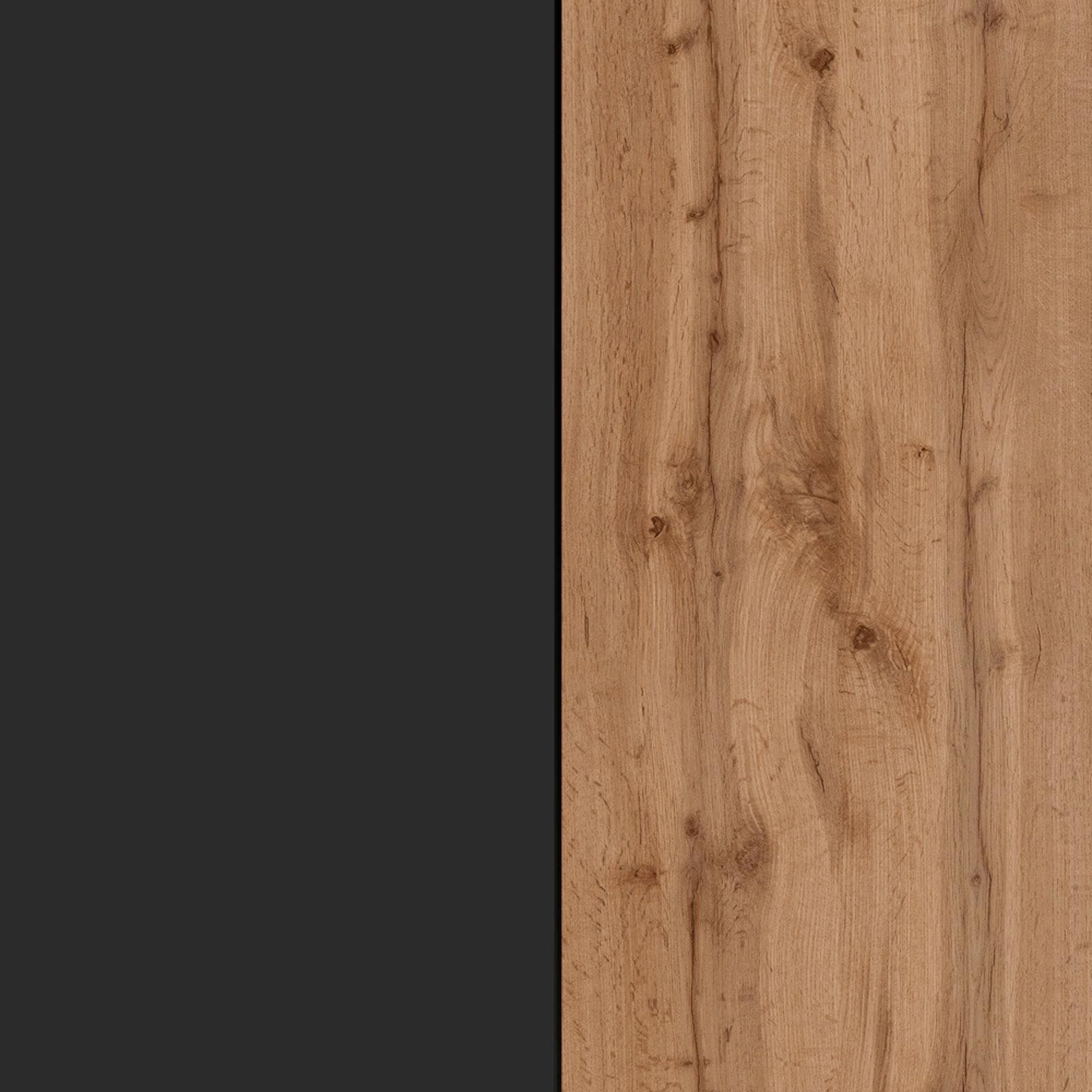 Credenza 102x110h cm antracite opaco top rovere wotan con 3 ante e 3 cassetti - Loira