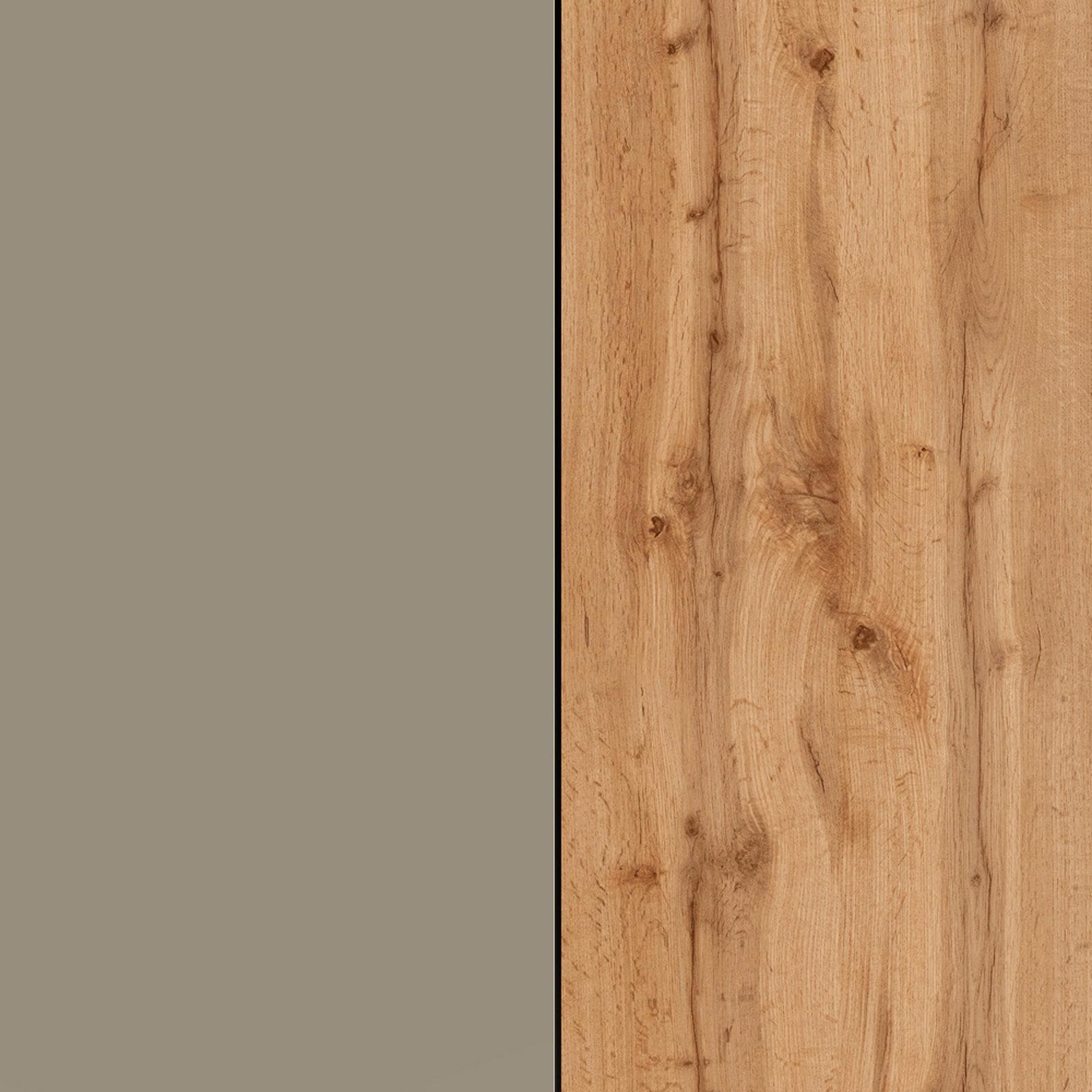 Credenza 102x110h cm tortora opaco top rovere wotan con 3 ante e 3 cassetti - Loira
