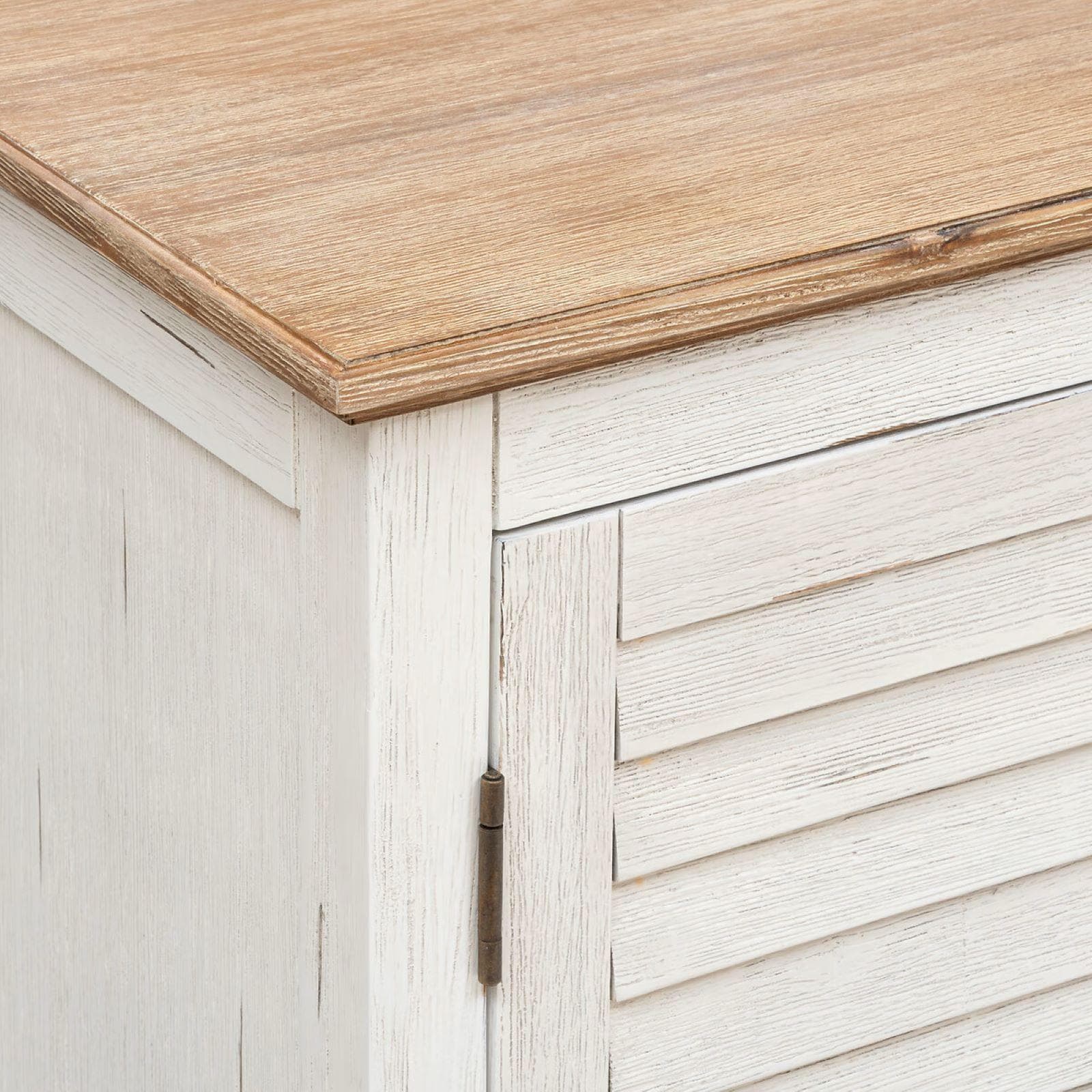 Credenza 110x80h cm in legno di acacia bianco e naturale con 2 ante - Tennesee