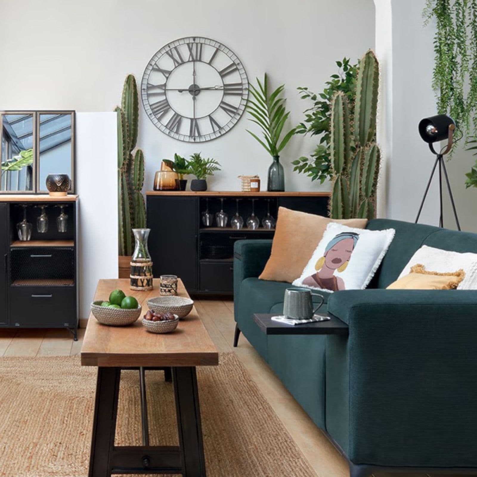 Credenza 140x85h cm con due ante e due cassetti in legno e metallo - Preacer
