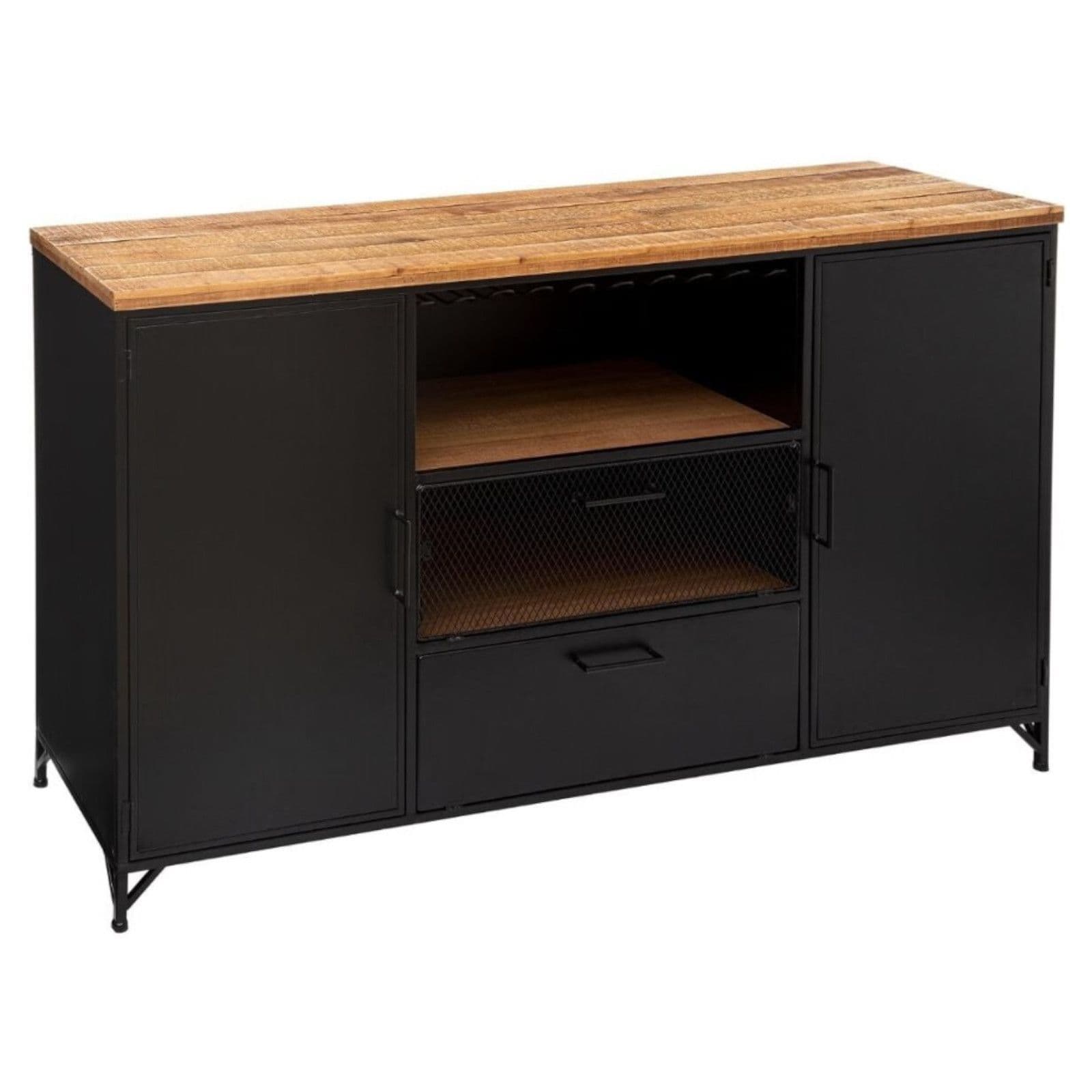 Credenza 140x85h cm con due ante e due cassetti in legno e metallo - Preacer