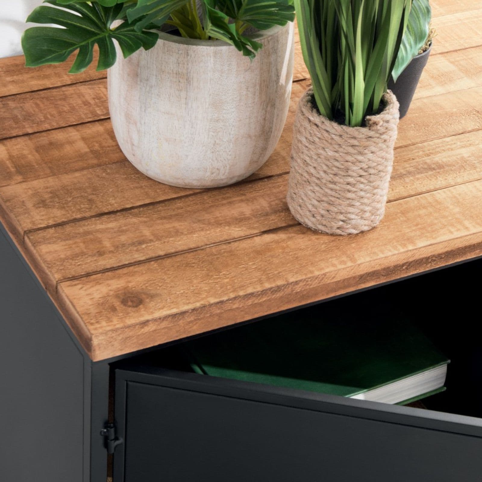 Credenza 140x85h cm con due ante e due cassetti in legno e metallo - Preacer
