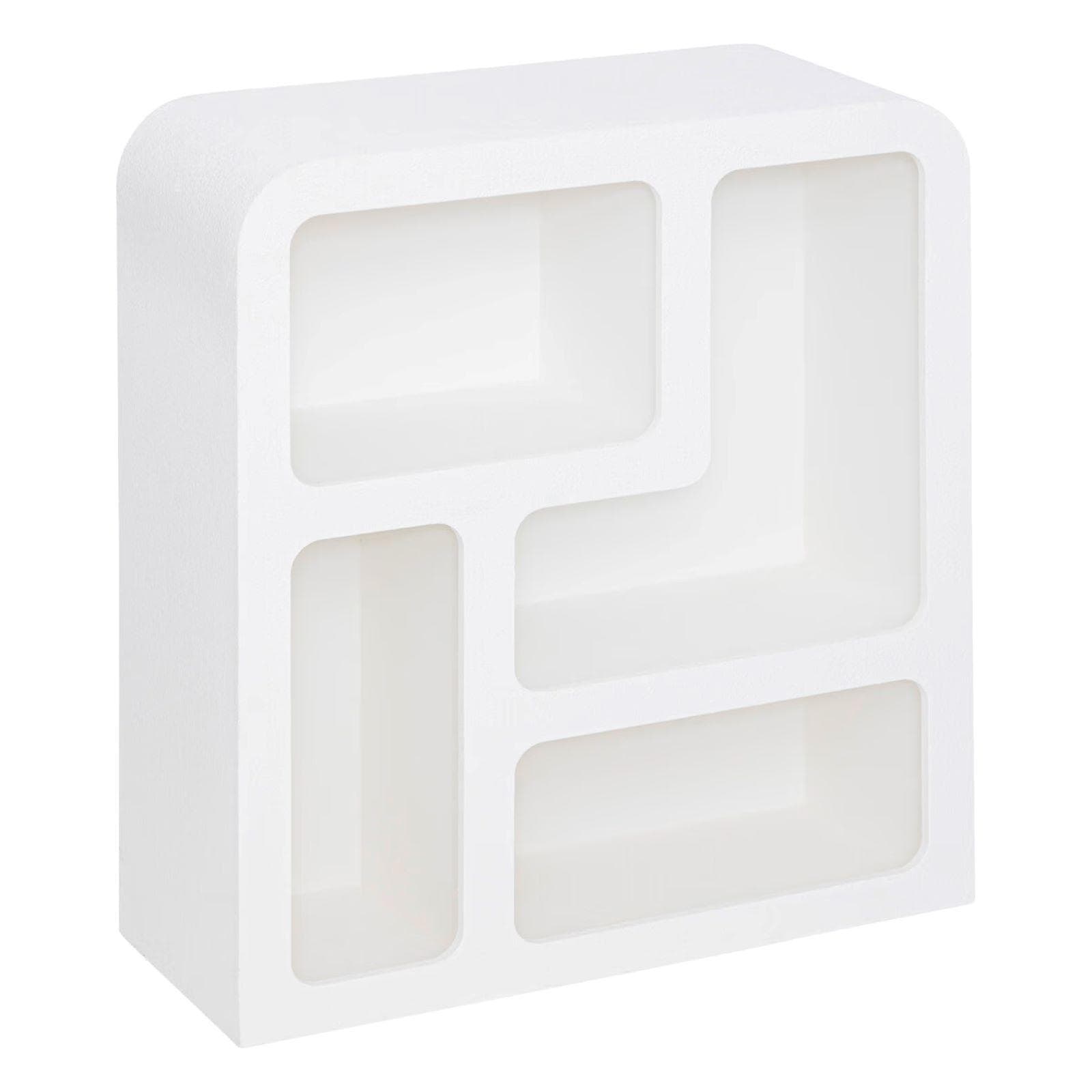 Credenza 75x85h cm in legno effetto pietra bianco con 4 ripiani - Taisha