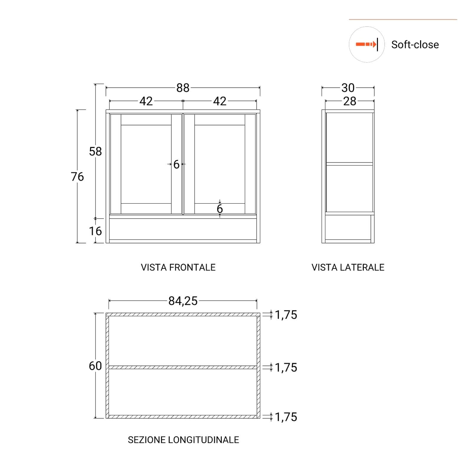 Credenza 88x76h cm in legno di acacia e metallo nero con 2 ante - Freia Acacia