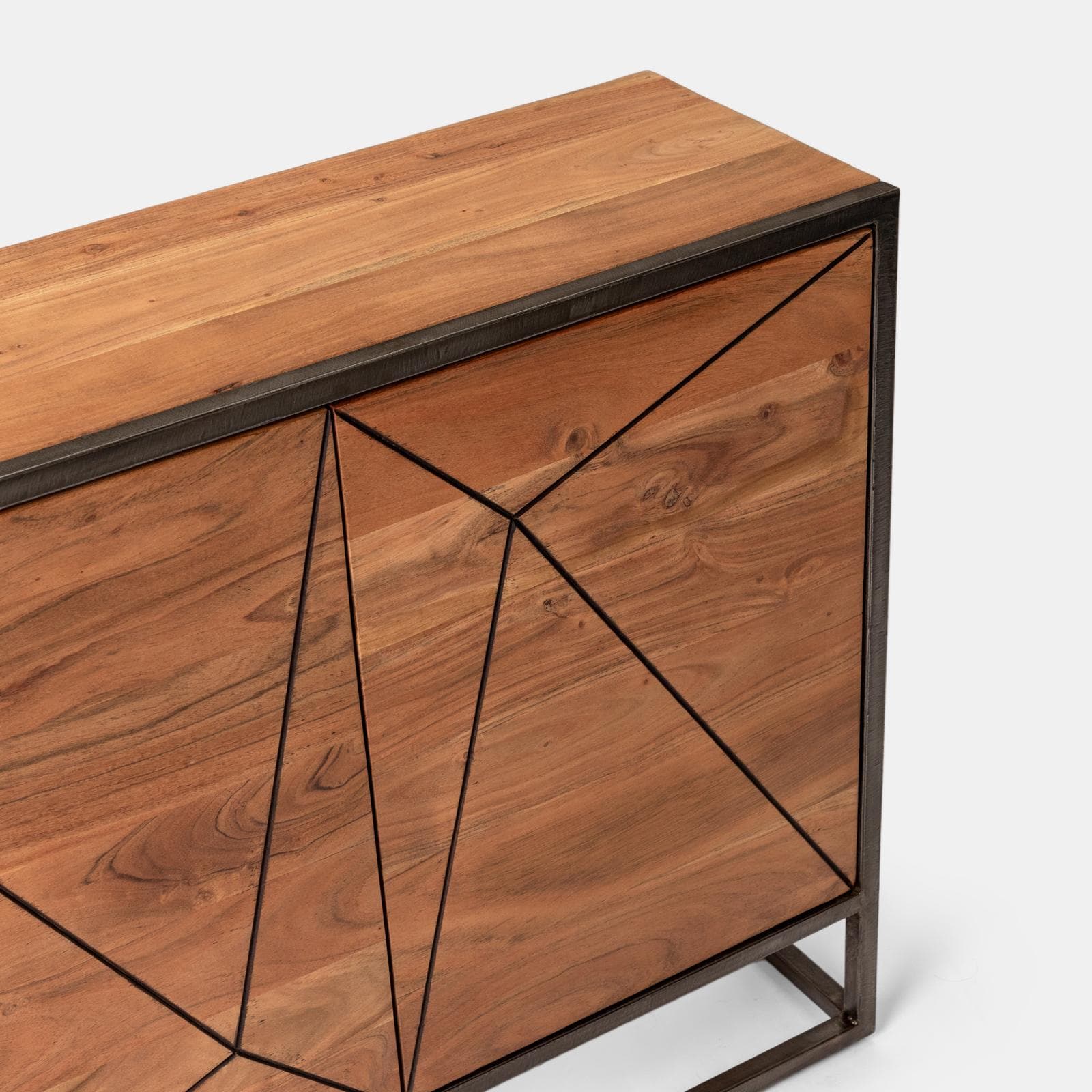 Credenza 88x76h cm in legno di acacia e metallo nero con 2 ante - Freia Acacia