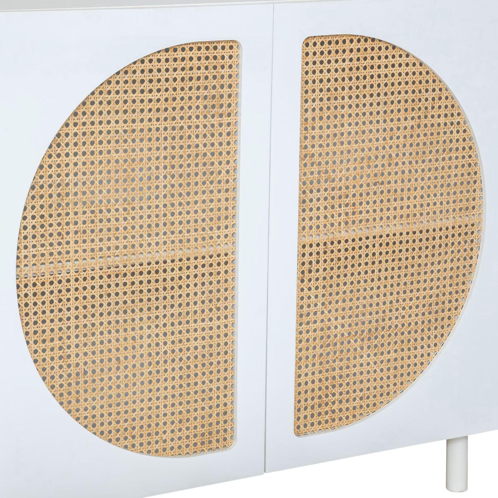 Credenza 94x86h cm in legno bianco con 2 ante in paglia di Vienna - Mendoza