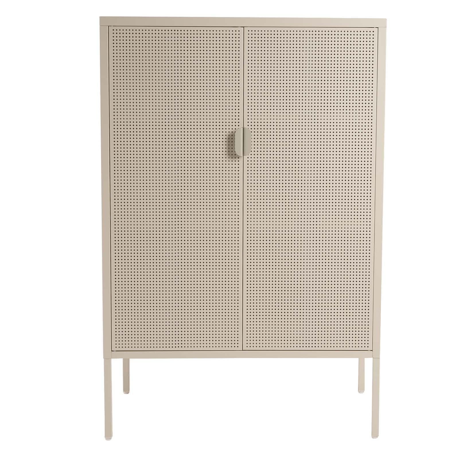 Credenza 80x120h cm in acciaio verniciato crema con 2 ante traforate - Eclipse