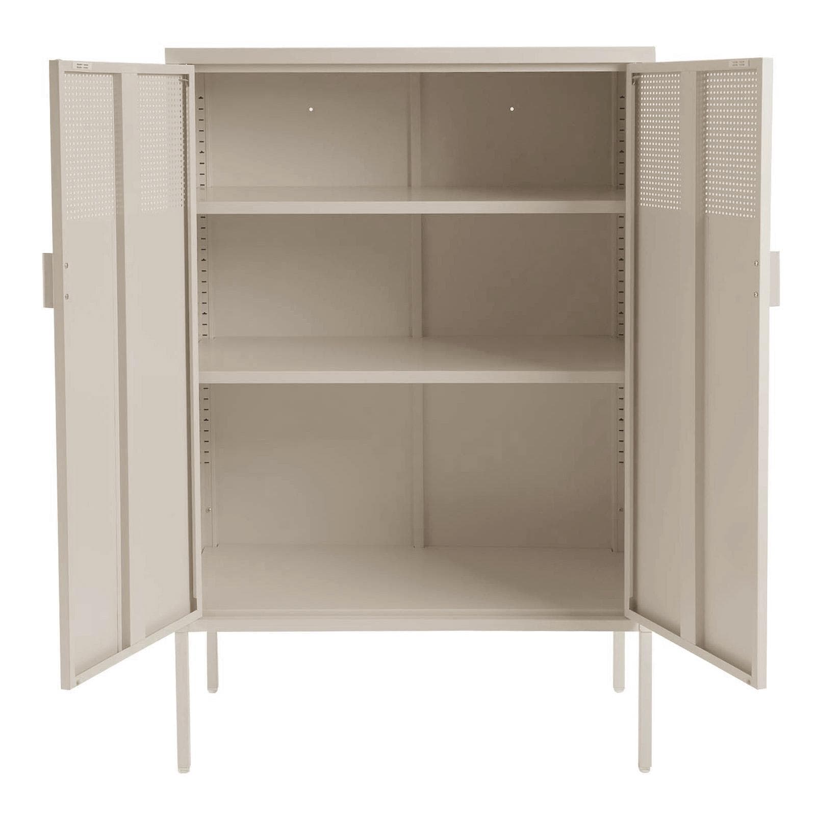 Credenza 80x120h cm in acciaio verniciato crema con 2 ante semiforate - Eclipse