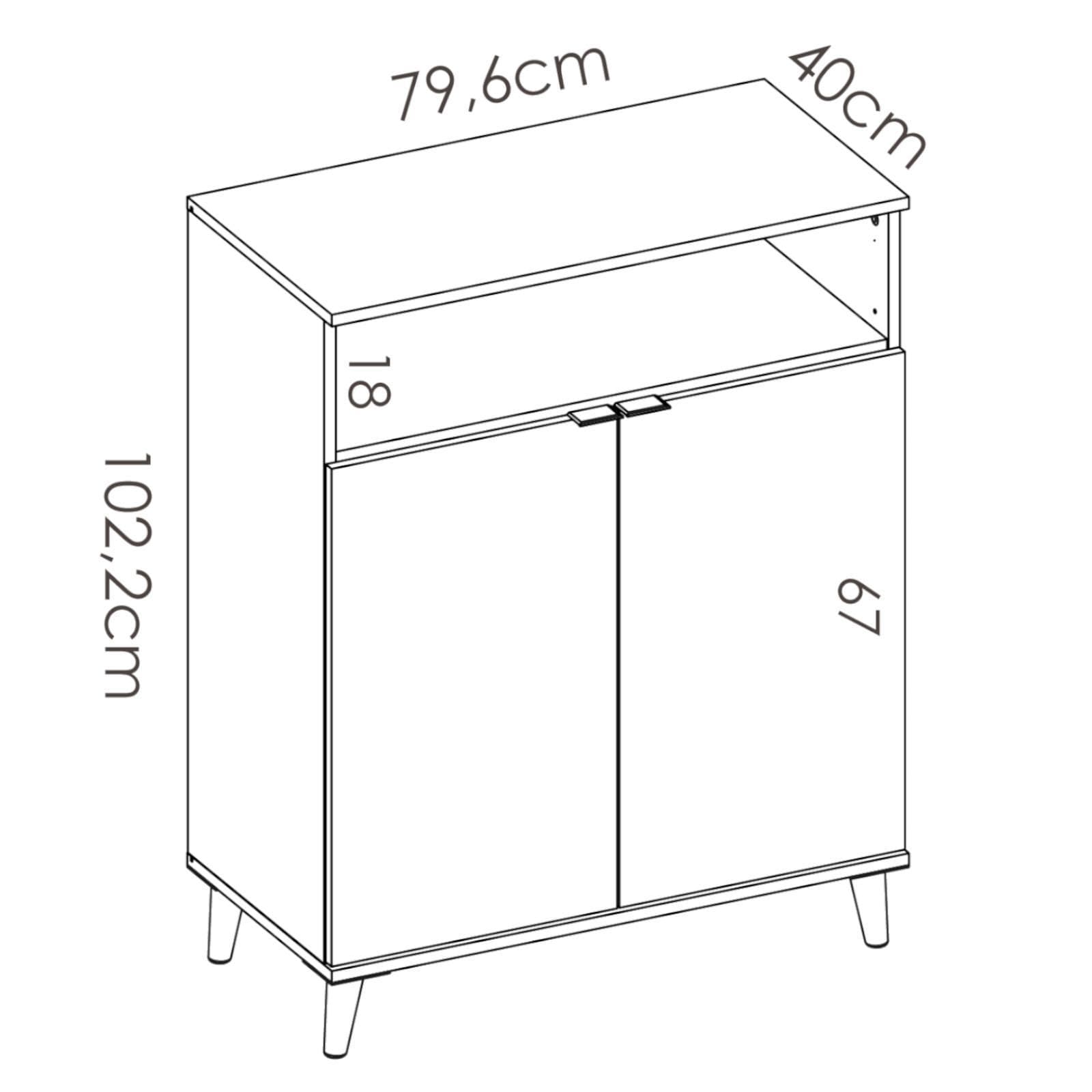 Credenza multiuso 80x102 h cm in legno bianco e naturale - Syrio