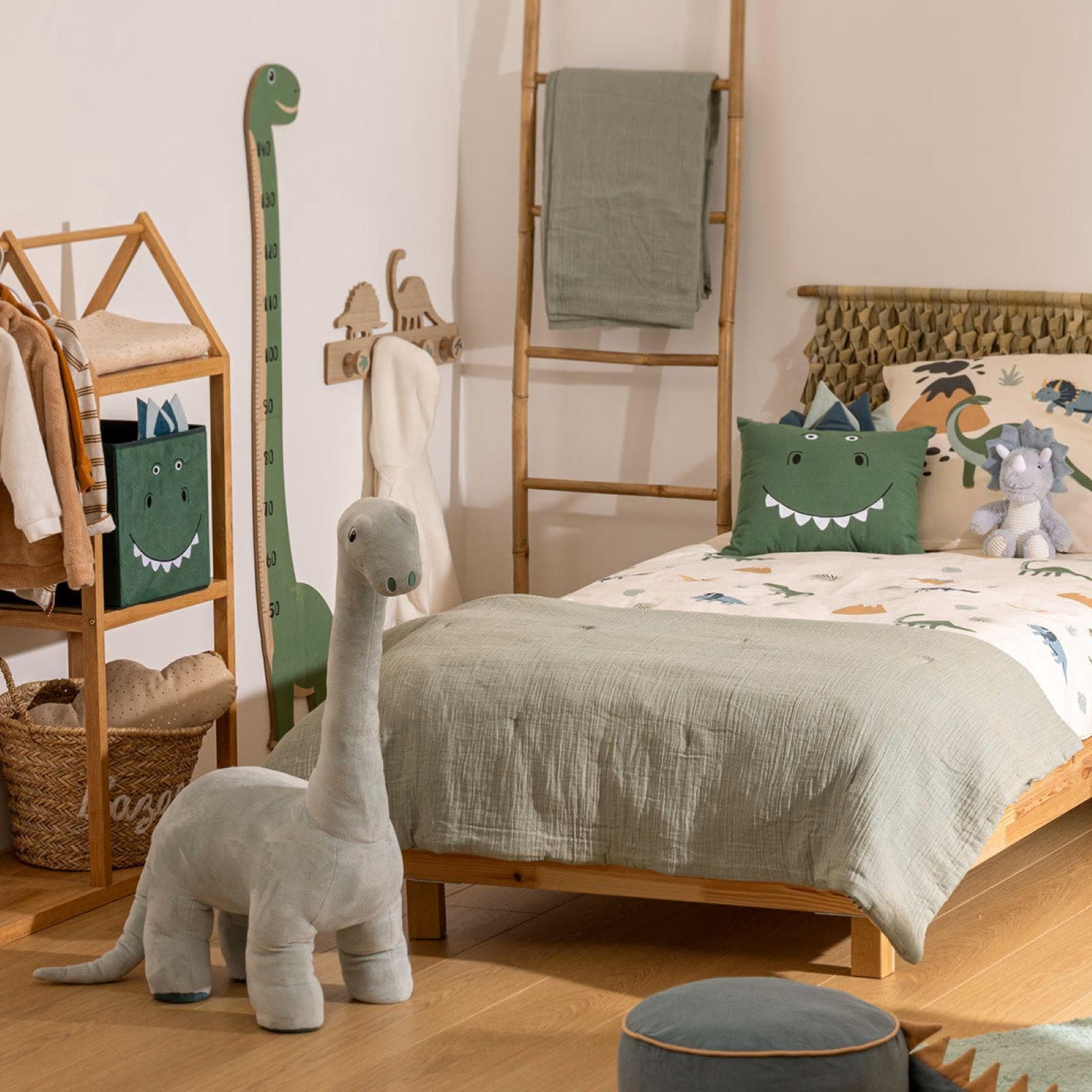 Cubo contenitore 29x29h cm coccodrillo in velluto verde - Kids
