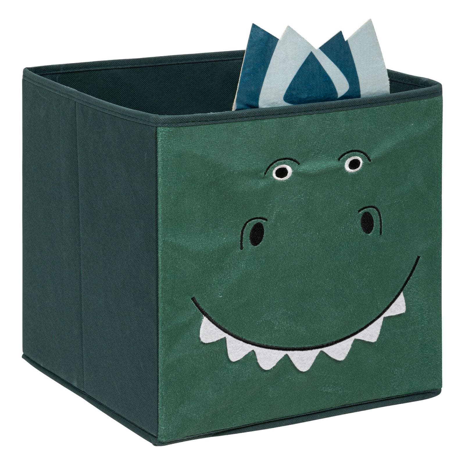 Cubo contenitore 29x29h cm coccodrillo in velluto verde - Kids