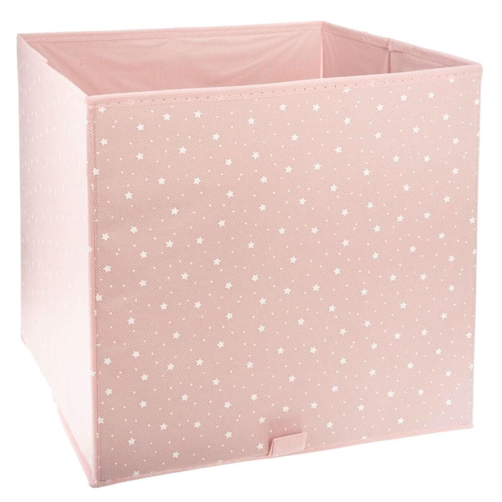 Cubo contenitore 29x29h cm in tessuto rosa con stelle - Kids