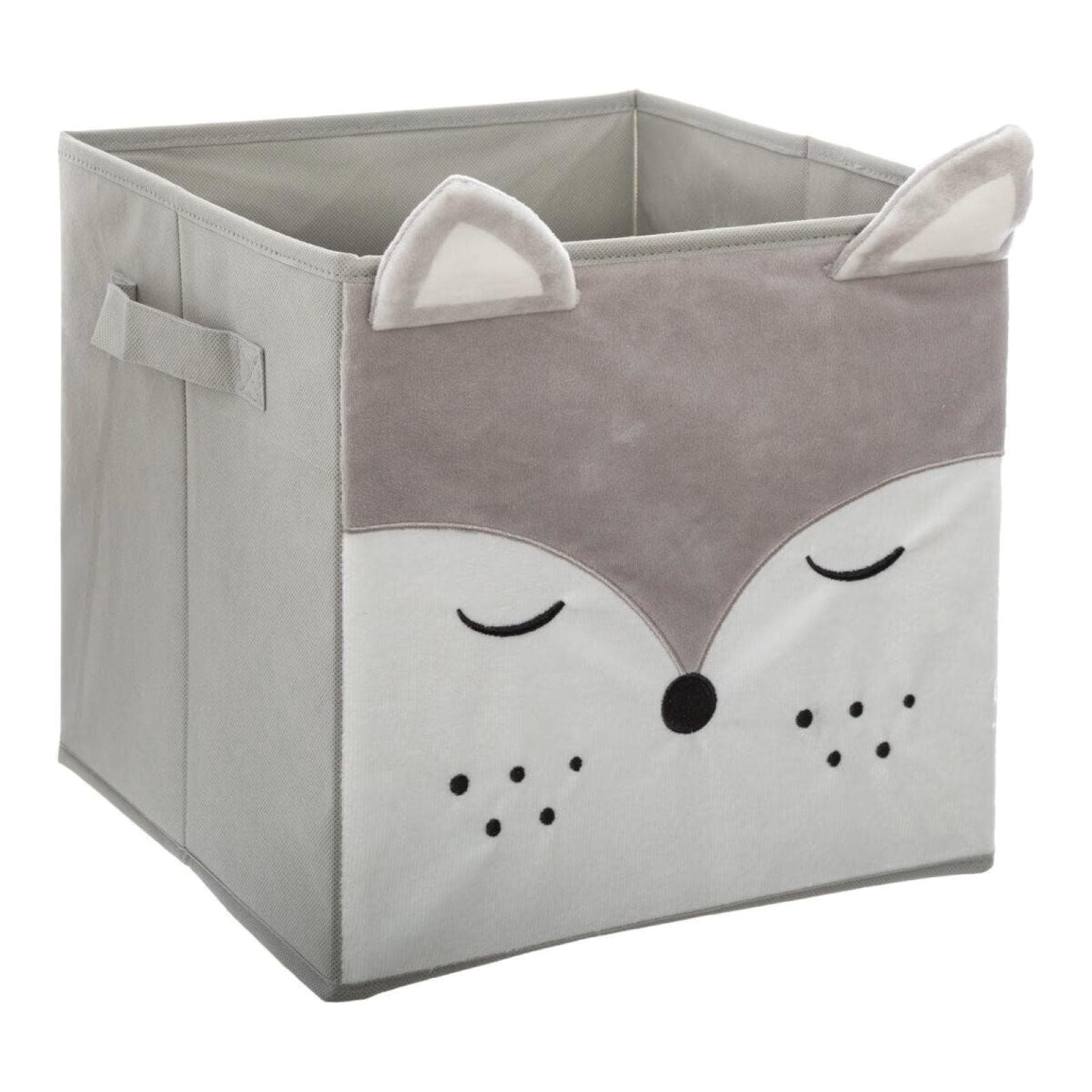 Cubo contenitore 29x29h cm in velluto grigio e bianco - Kids