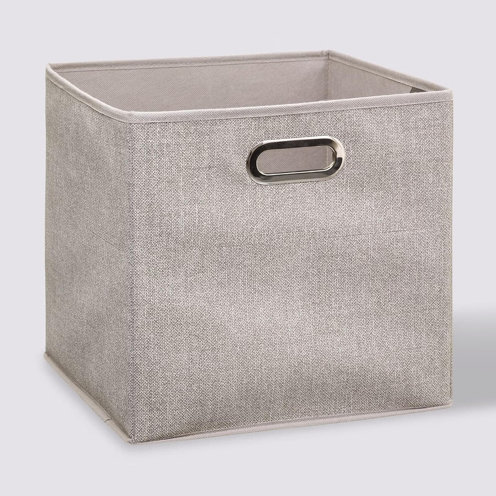 Cubo contenitore 31x31h cm in tessuto beige screziato