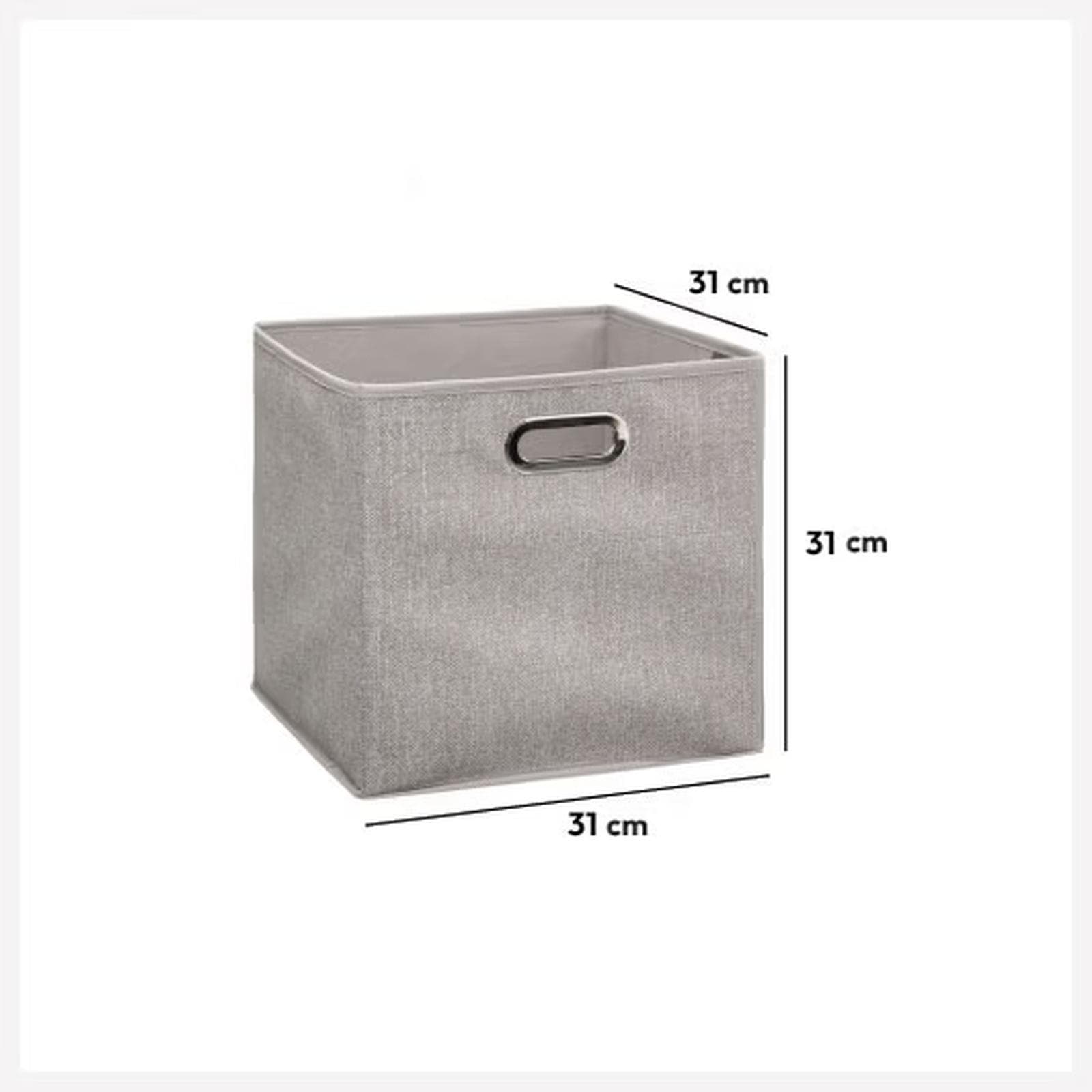 Cubo contenitore 31x31h cm in tessuto beige screziato