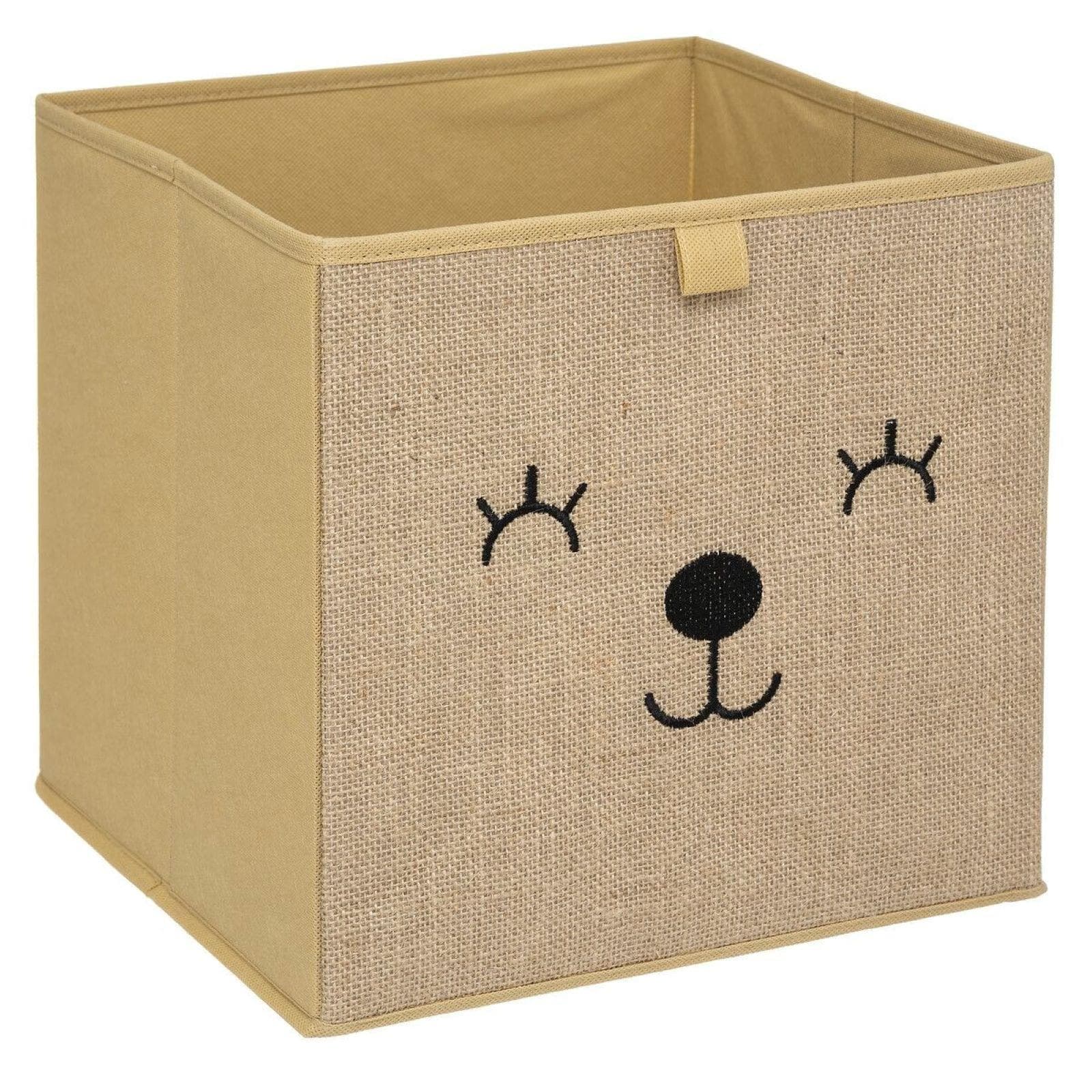 Cubo contenitore 31x31h cm orsetto in tela di juta beige - Kids