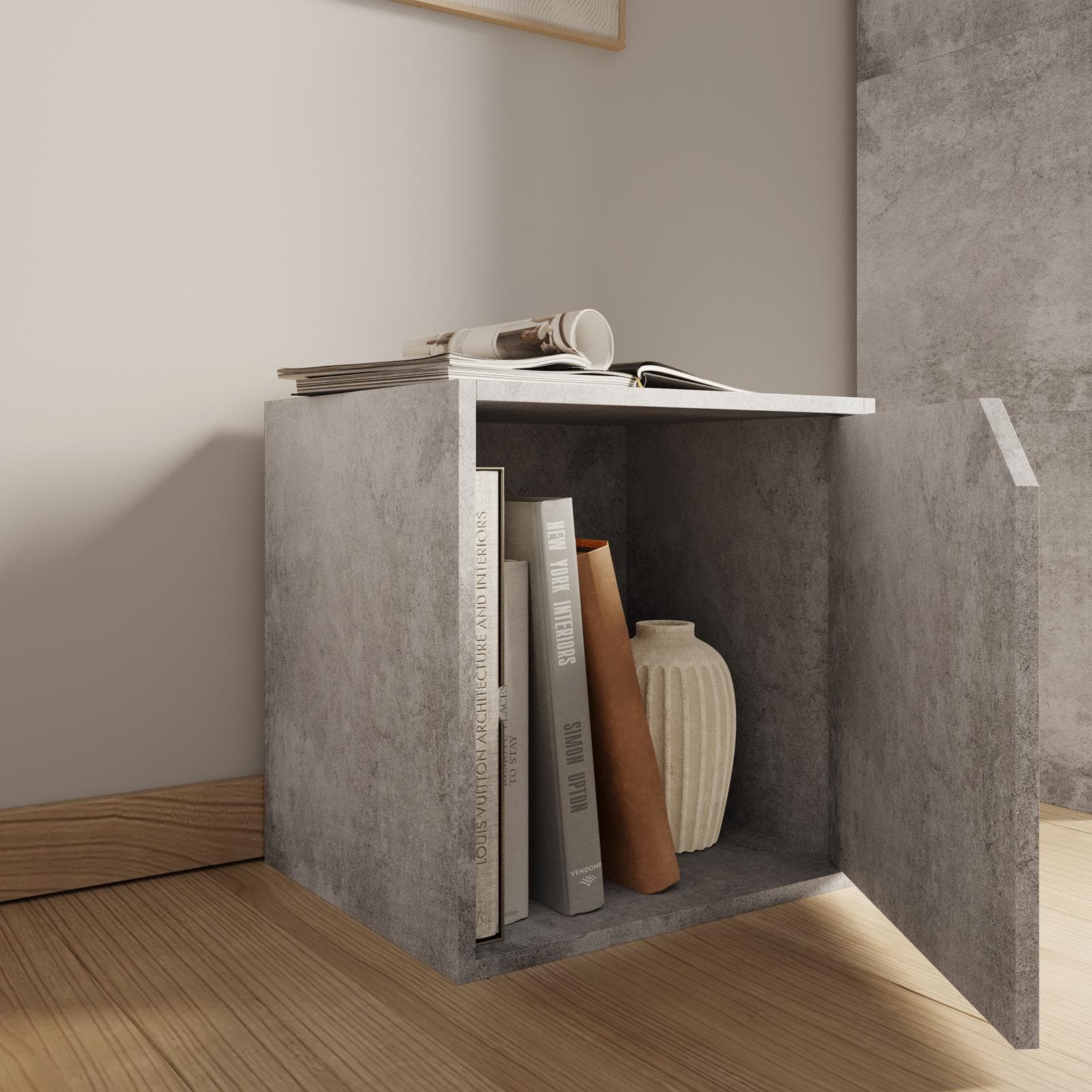 Cubo modulare con anta cemento - Puzzle