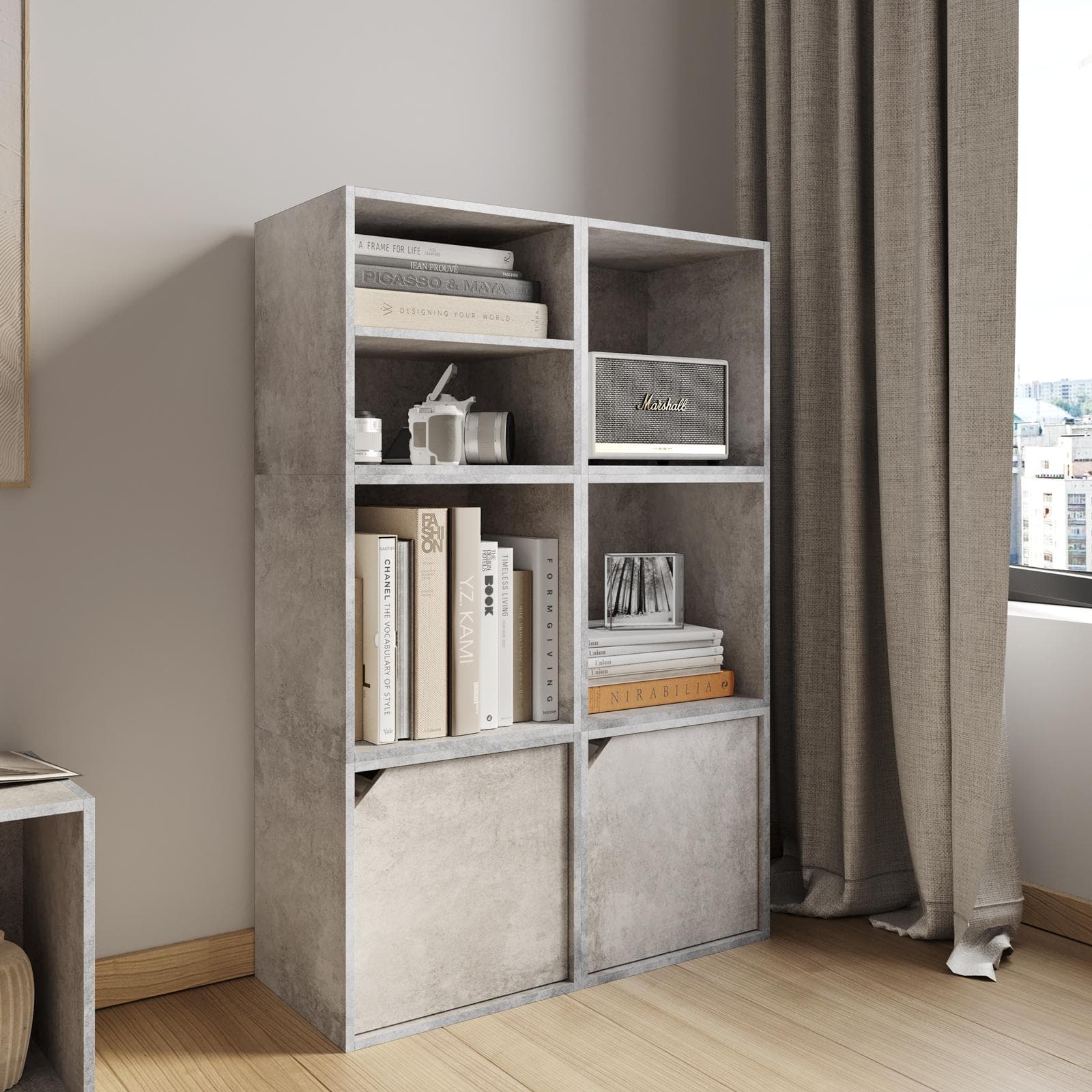 Cubo modulare con anta cemento - Puzzle