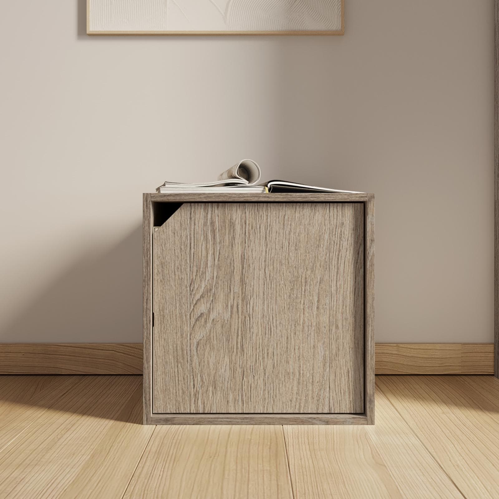 Cubo modulare effetto rovere con anta - Puzzle