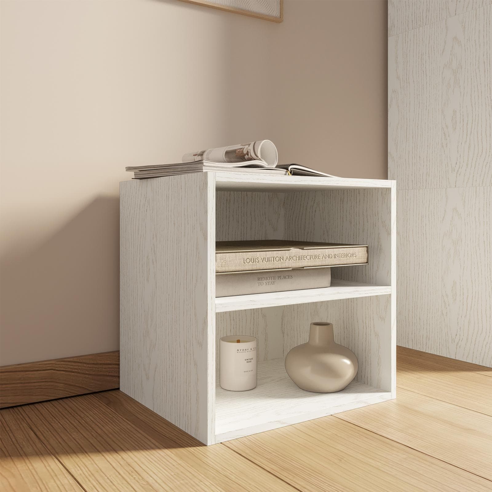 Cubo modulare effetto rovere bianco con mensola - Puzzle