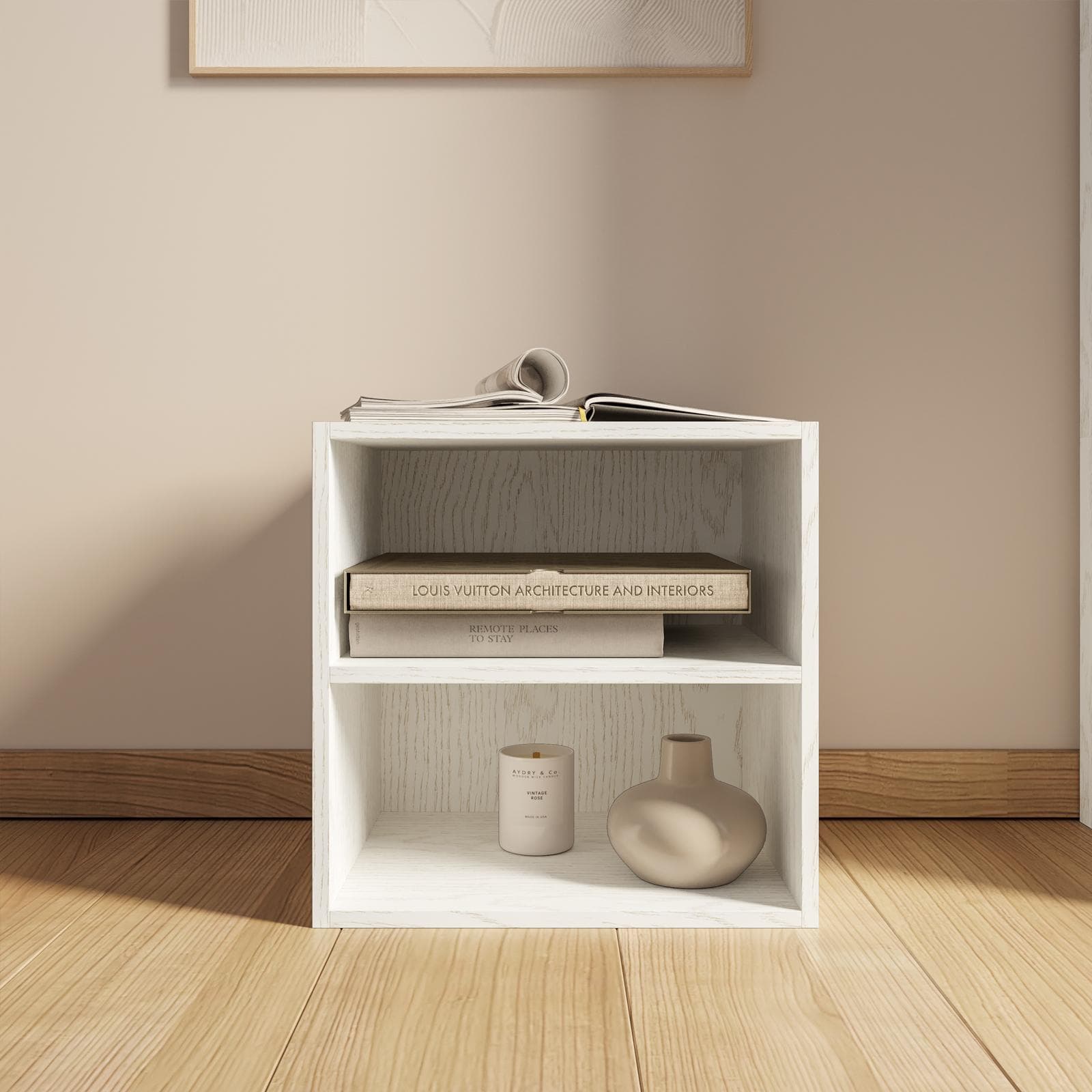 Cubo modulare effetto rovere bianco con mensola - Puzzle