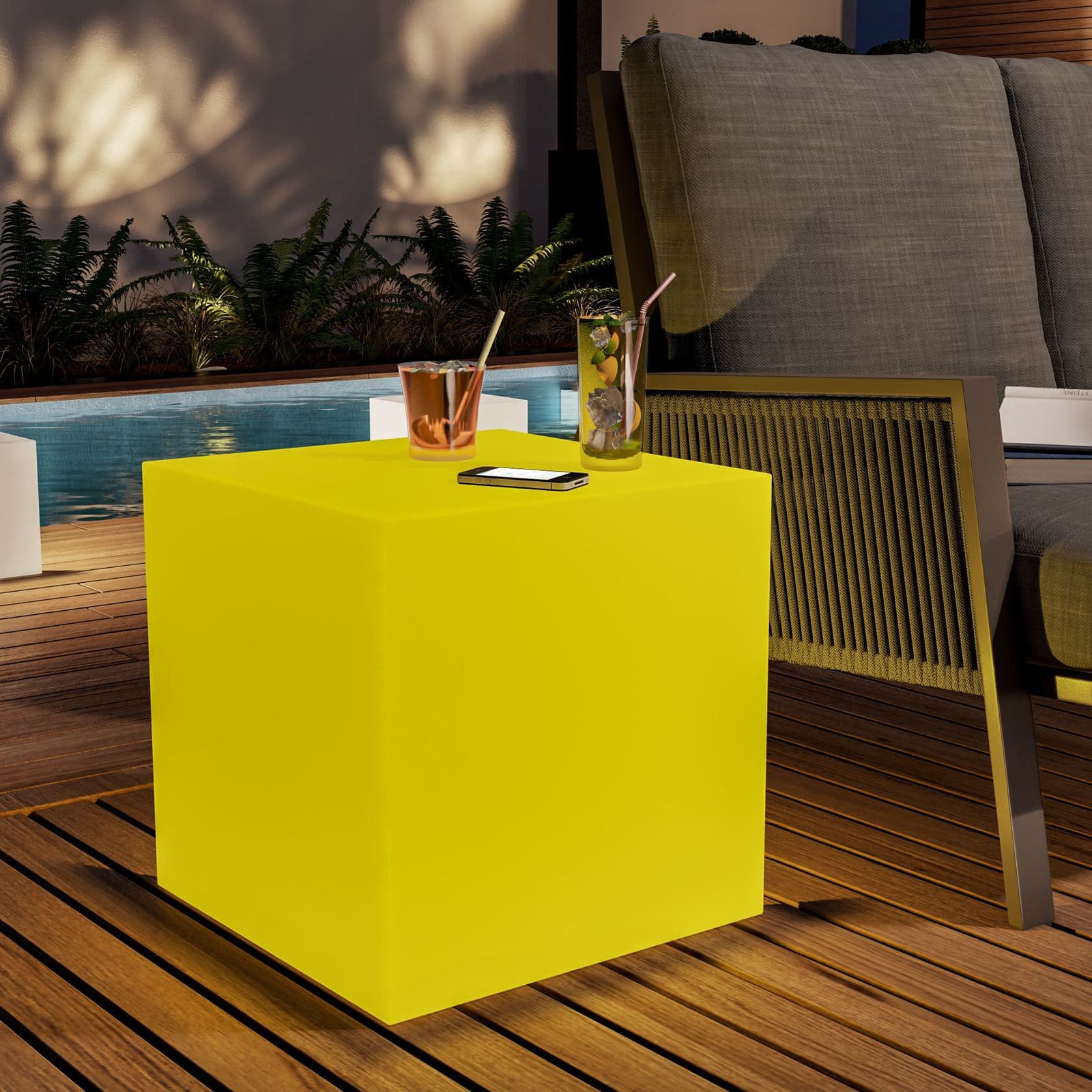 Cubo multiuso 45 cm bianco trasparente con luce LED RGB dimmerabile e telecomando - Kubbot