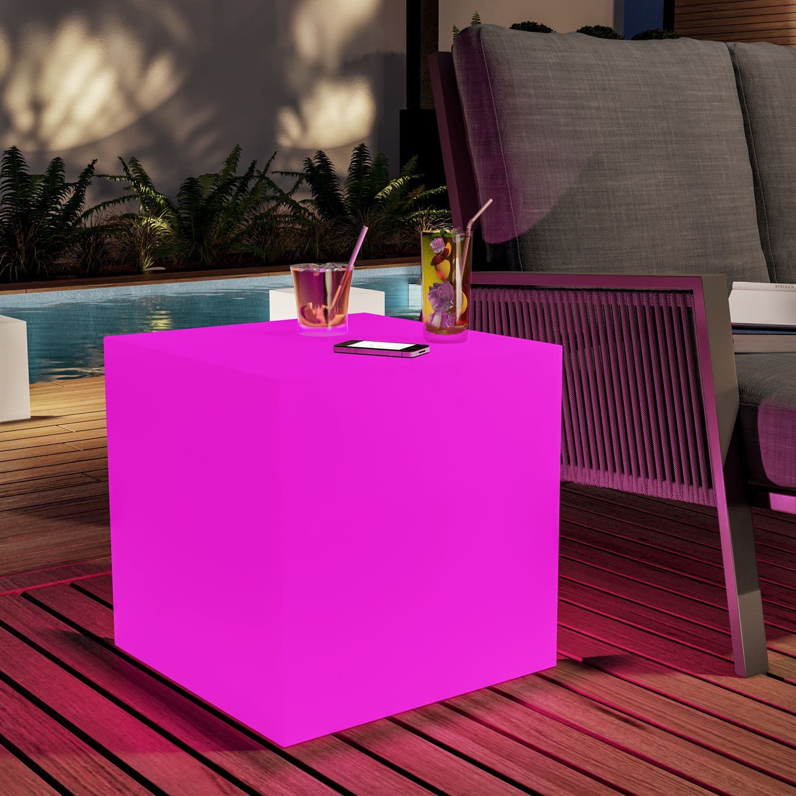 Cubo multiuso 45 cm bianco trasparente con luce LED RGB dimmerabile e telecomando - Kubbot