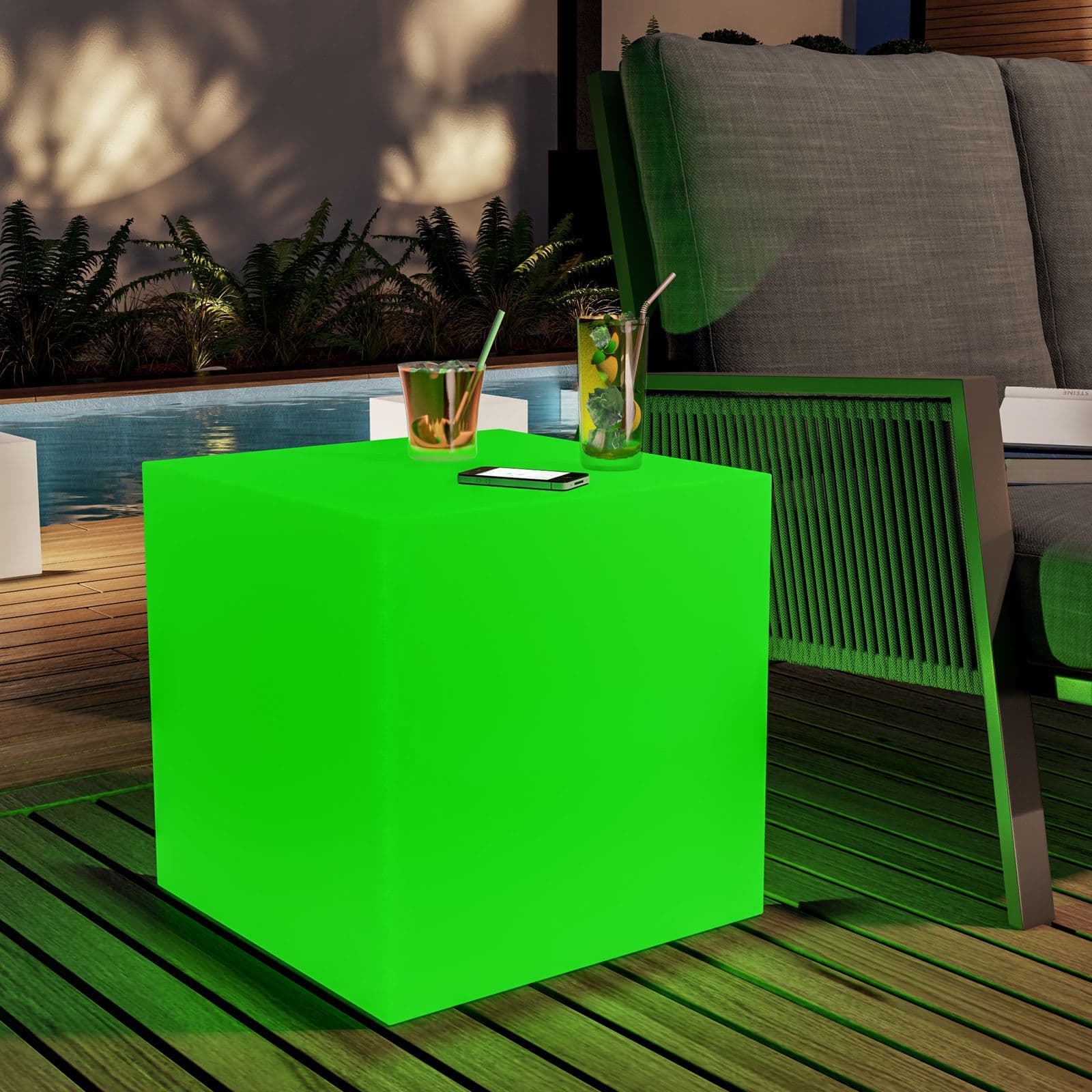 Cubo multiuso 45 cm bianco trasparente con luce LED RGB dimmerabile e telecomando - Kubbot