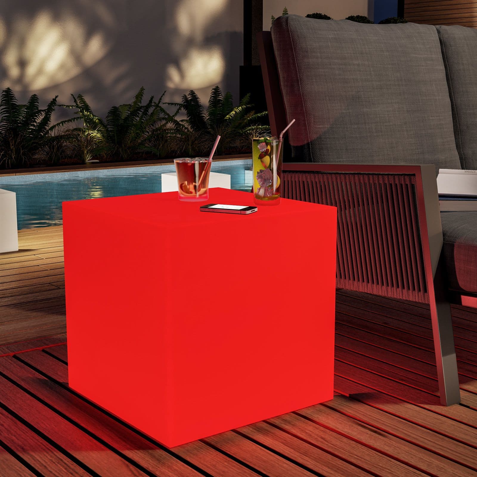 Cubo multiuso 45 cm bianco trasparente con luce LED RGB dimmerabile e telecomando - Kubbot