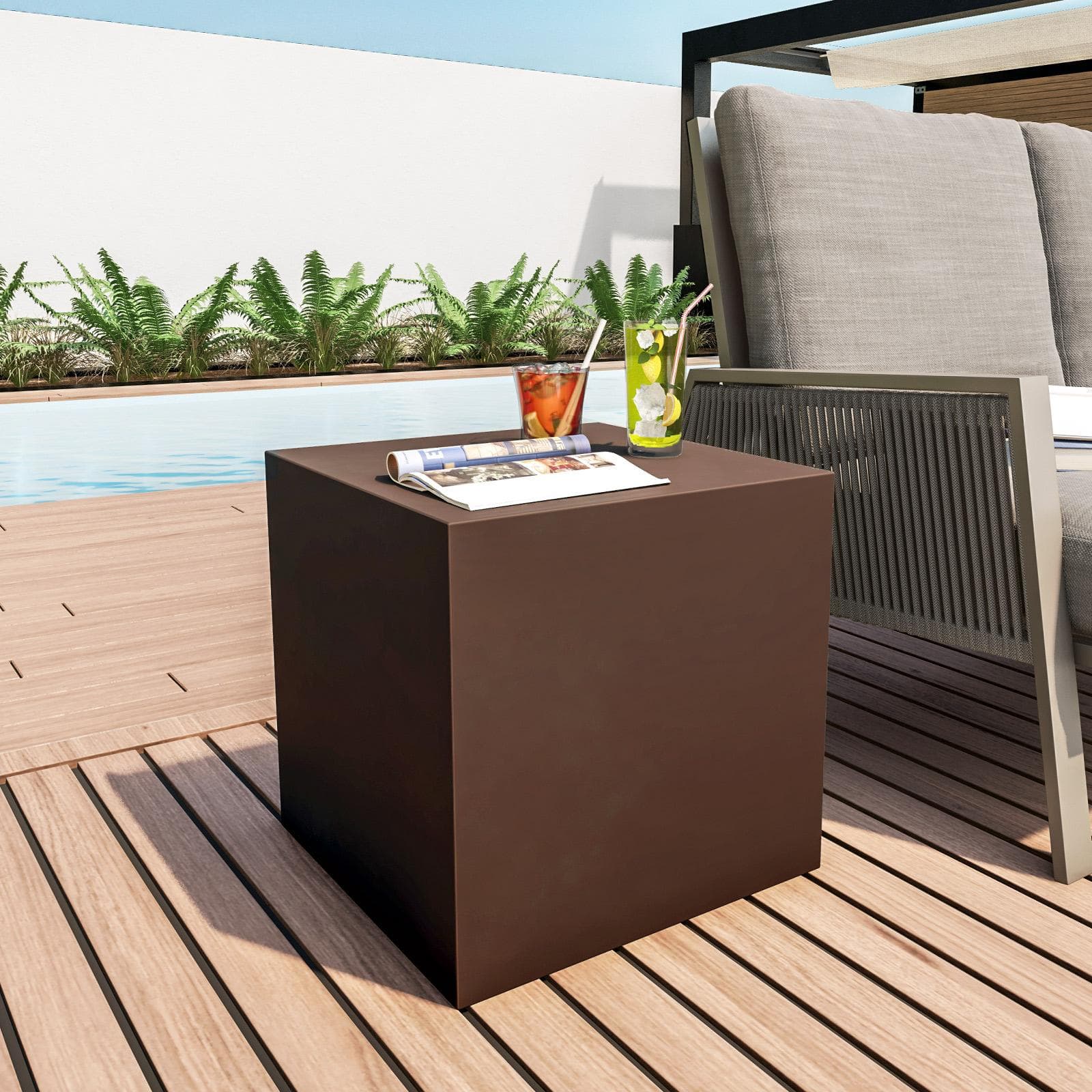 Cubo multiuso per esterni 45 h cm in polietilene bronzo - Kubbot