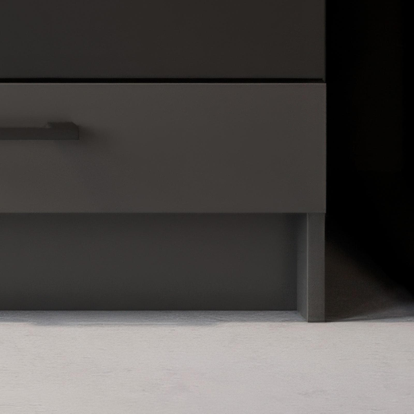 Cucina lineare 180 cm reversibile grafite e top nero con pensili e base per forno - Mafalda