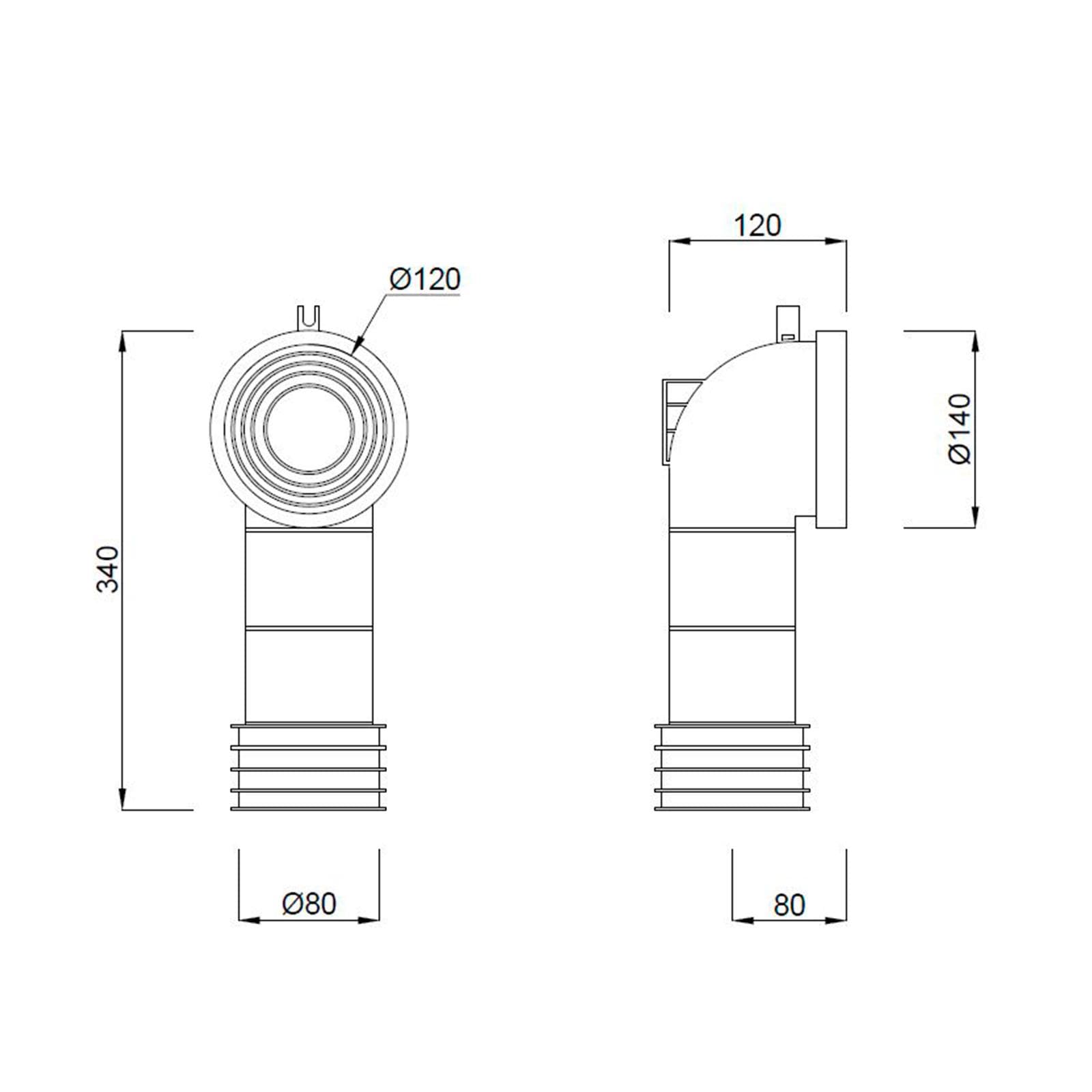 Curva tecnica dritta per wc filomuro Enise, Nile , Nadir, Clessidra con scarico traslato