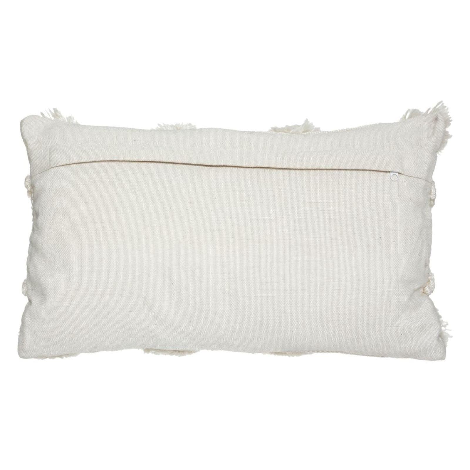 Cuscino 30x50 cm con motivo in rilievo bianco panna