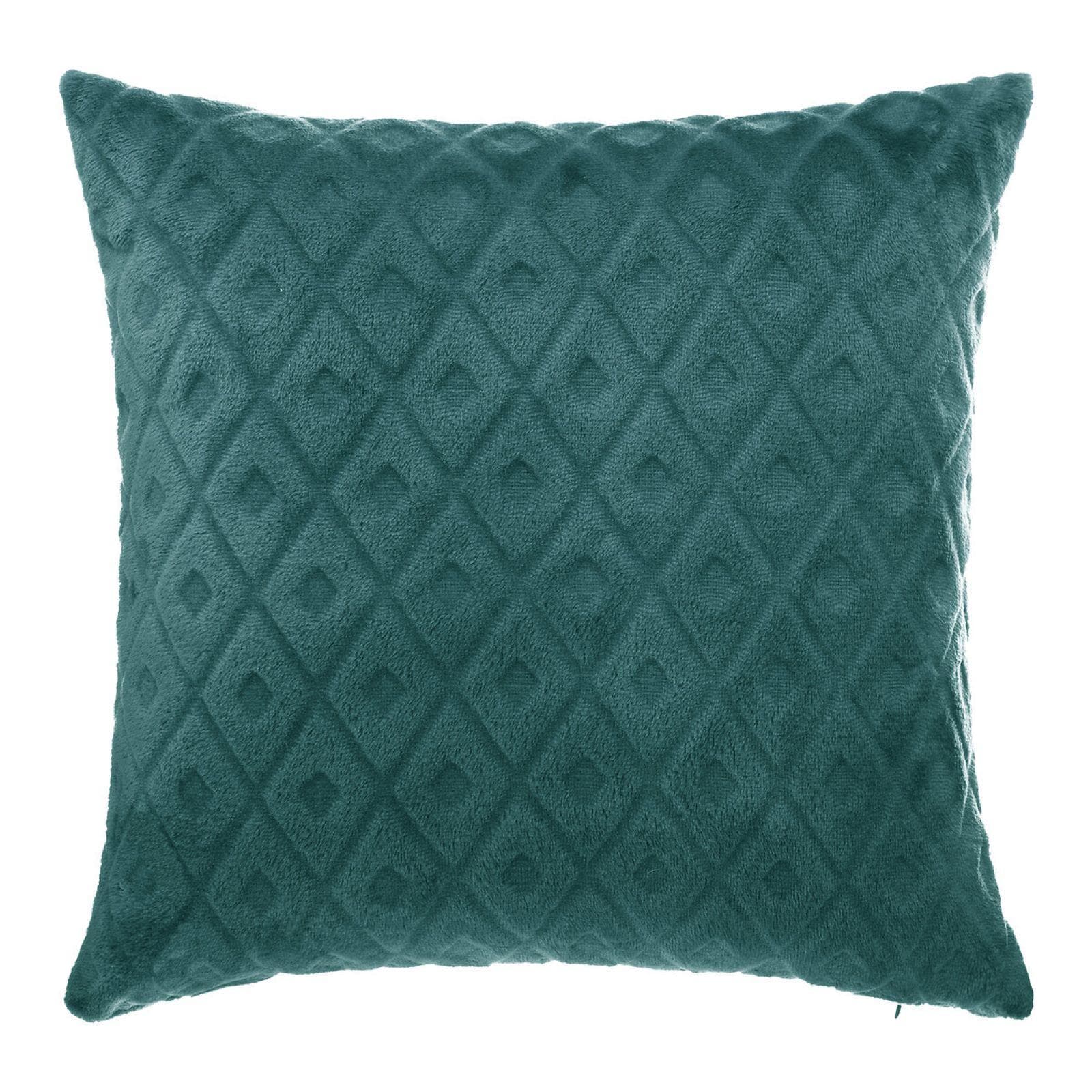 Cuscino 40x40 cm in velluto con motivo geometrico in rilievo verde