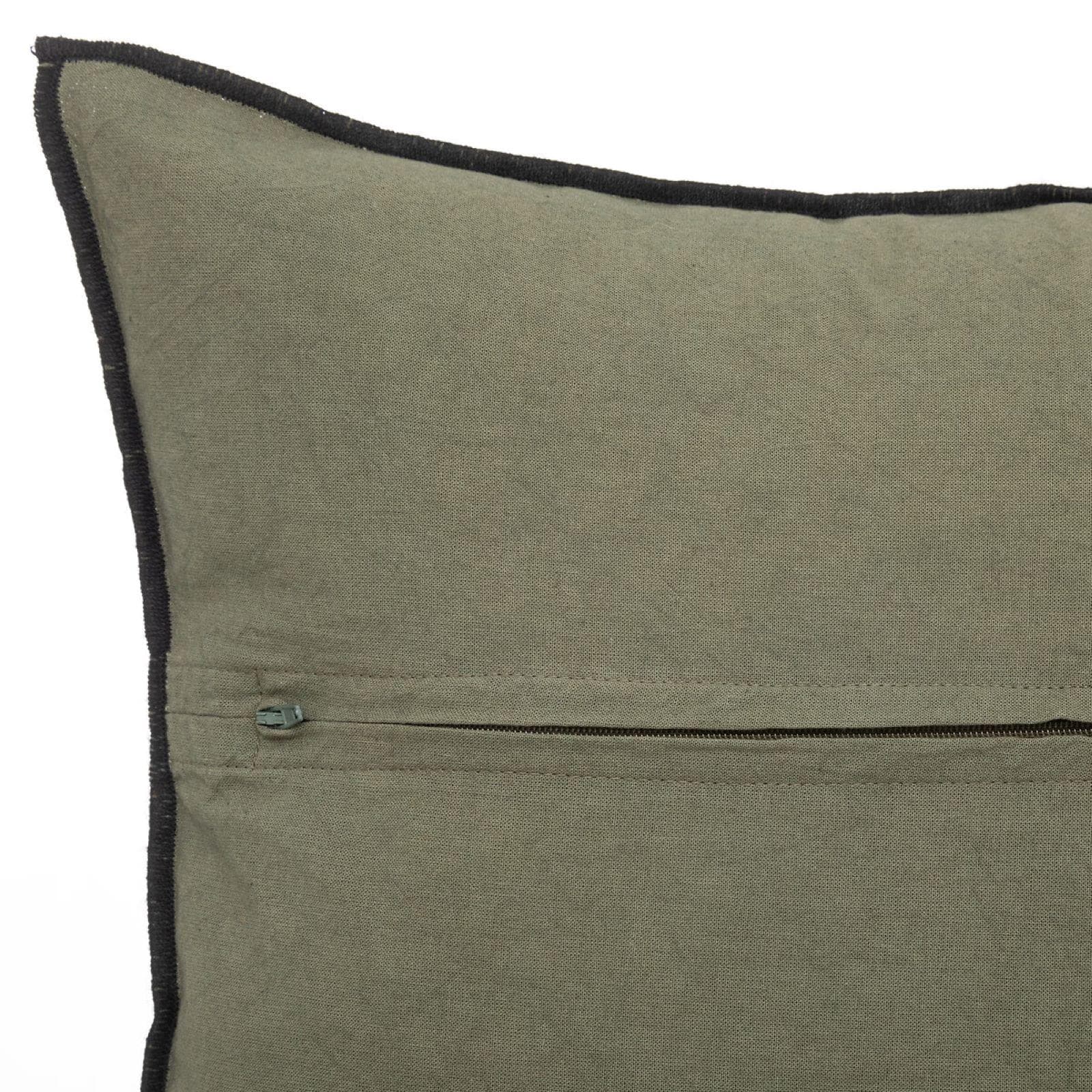 Cuscino 45x45 cm sfoderabile in lino e cotone verde scuro - Elira