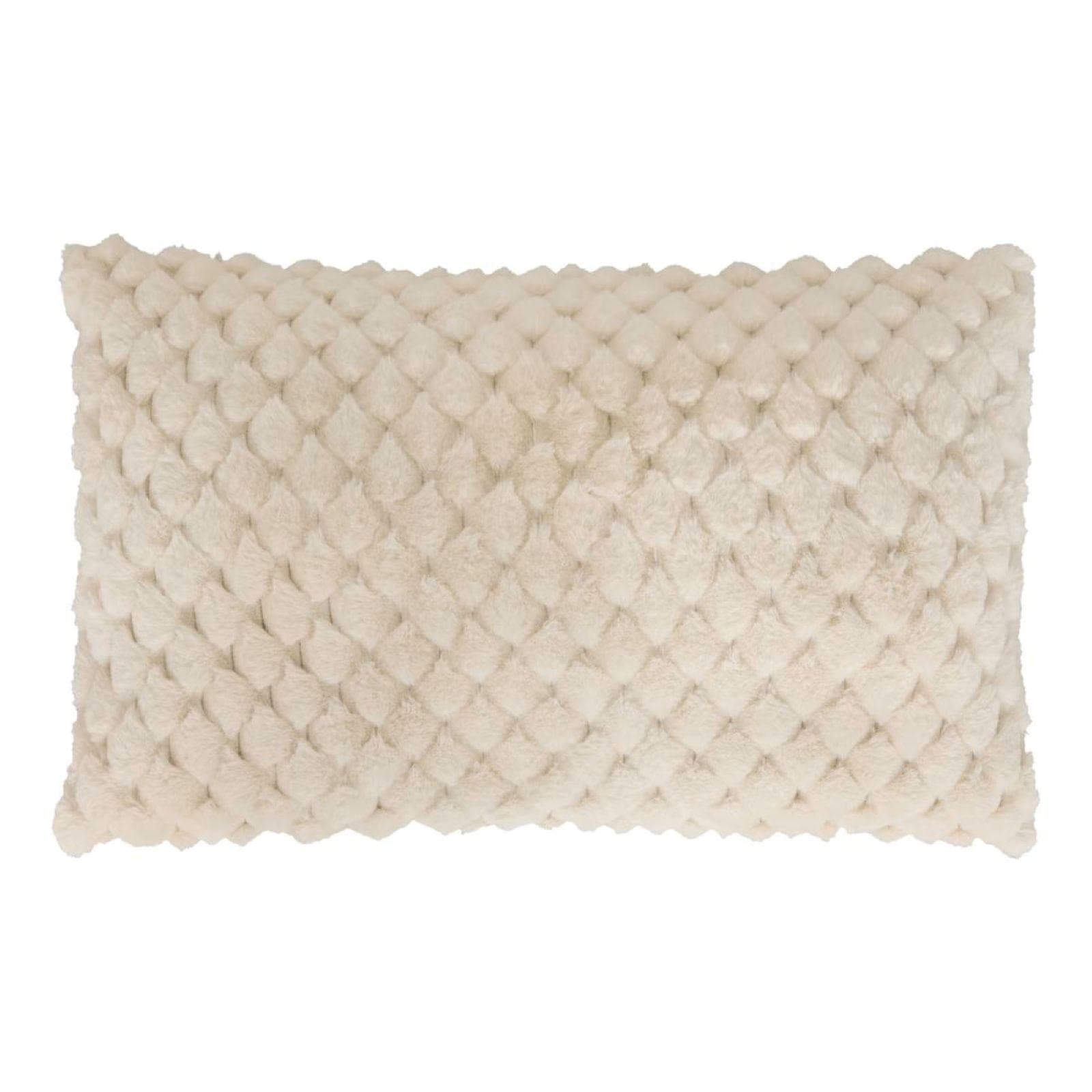 Cuscino 50x80 cm sfoderabile in similpelliccia beige decorato
