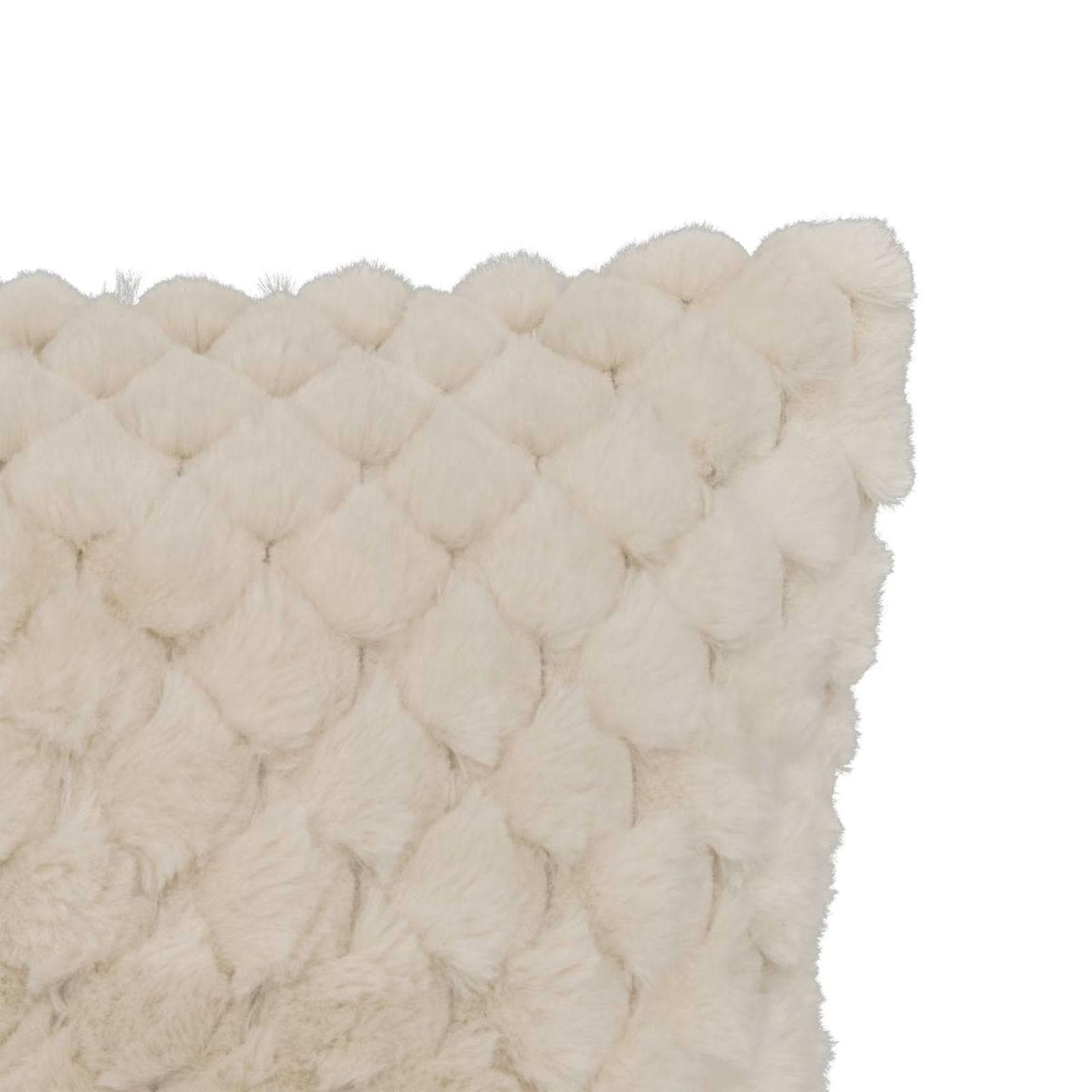 Cuscino 50x80 cm sfoderabile in similpelliccia beige decorato