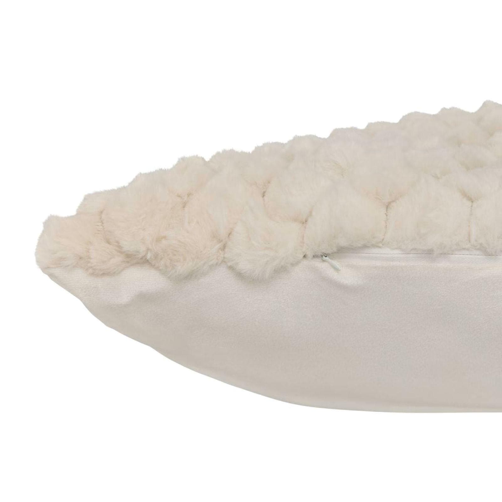 Cuscino 50x80 cm sfoderabile in similpelliccia beige decorato
