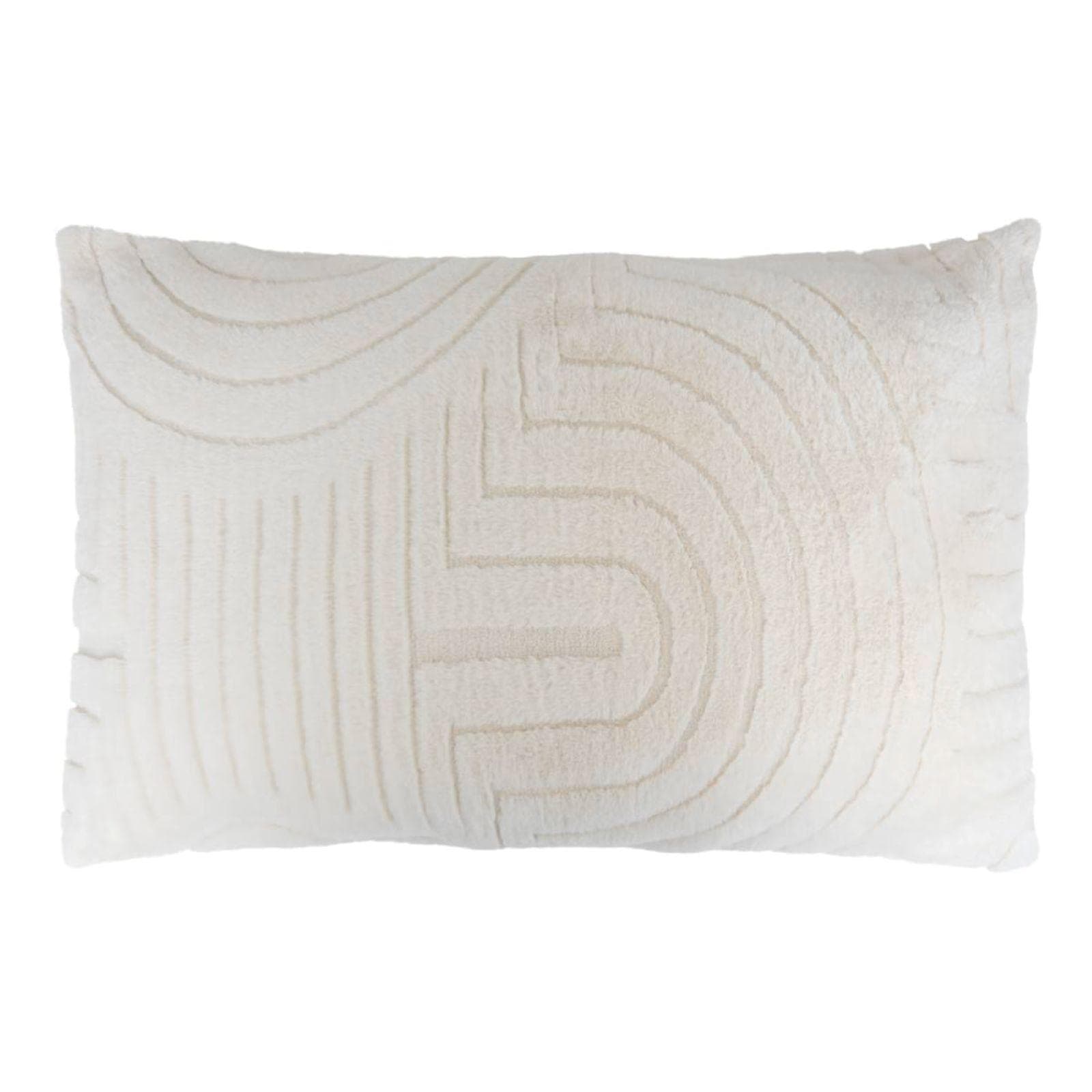 Cuscino 50x80 cm sfoderabile in similpelliccia bianco decorato