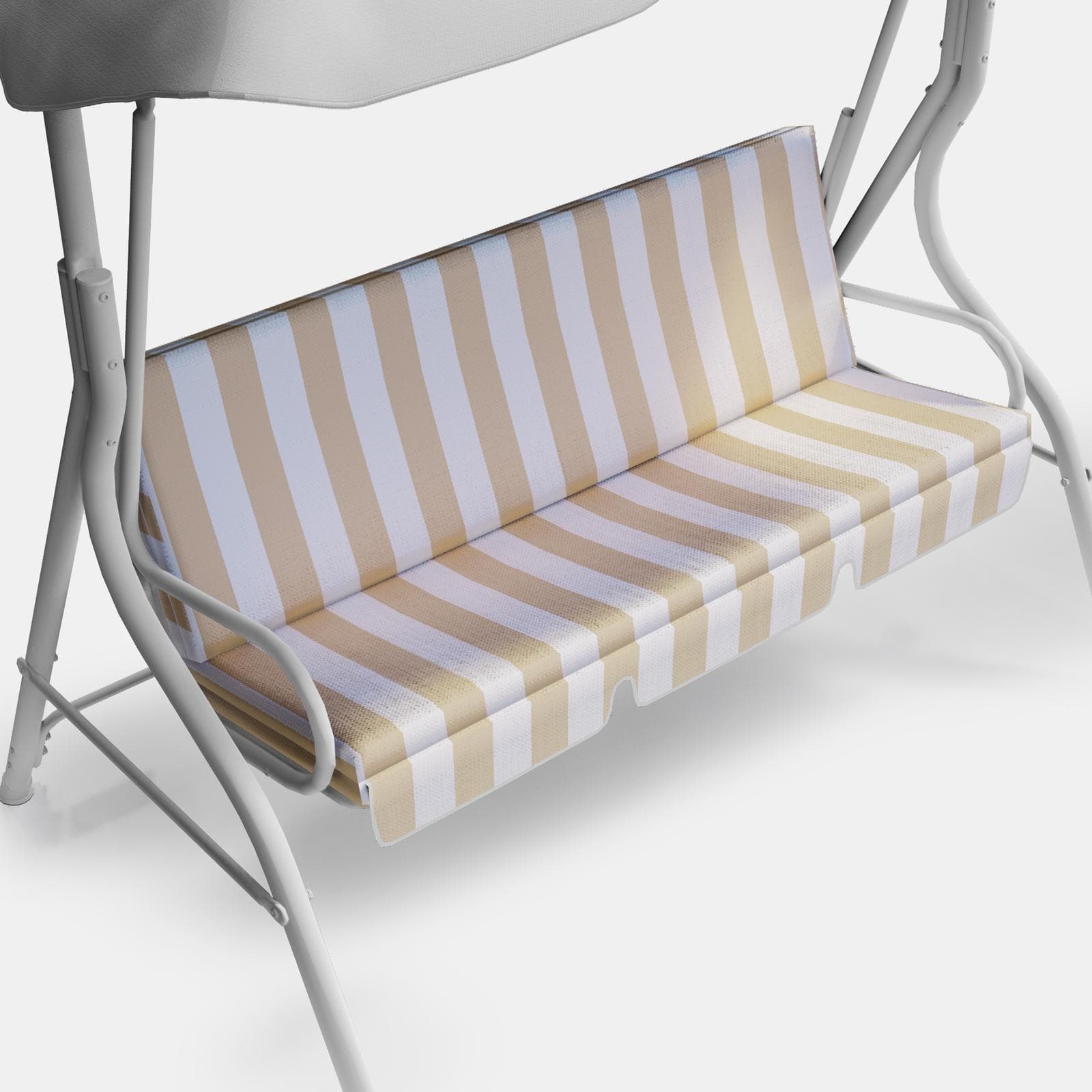 Cuscino per dondolo 130x45 cm in poliestere a righe bianco e beige - Libeccio