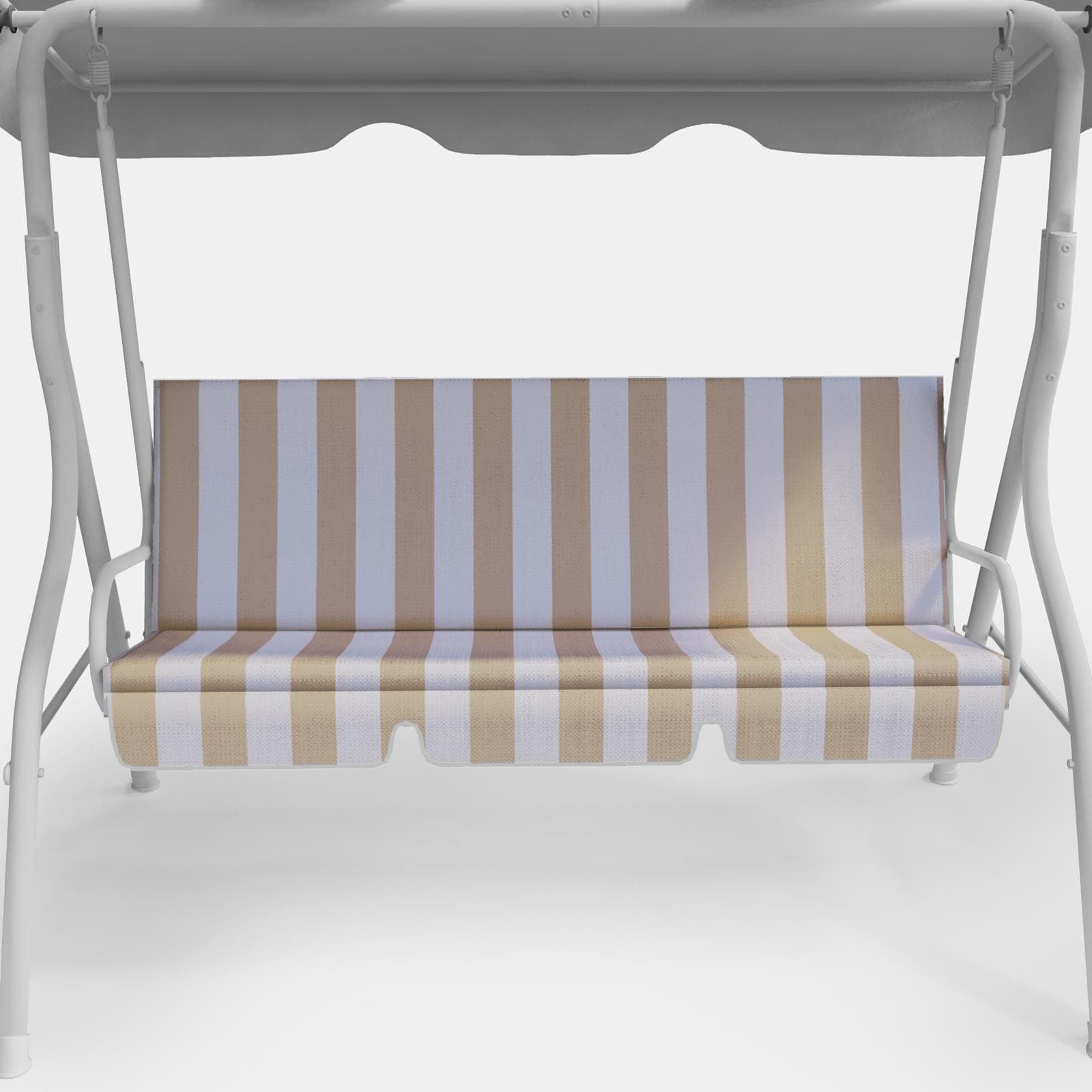 Cuscino per dondolo 130x45 cm in poliestere a righe bianco e beige - Libeccio