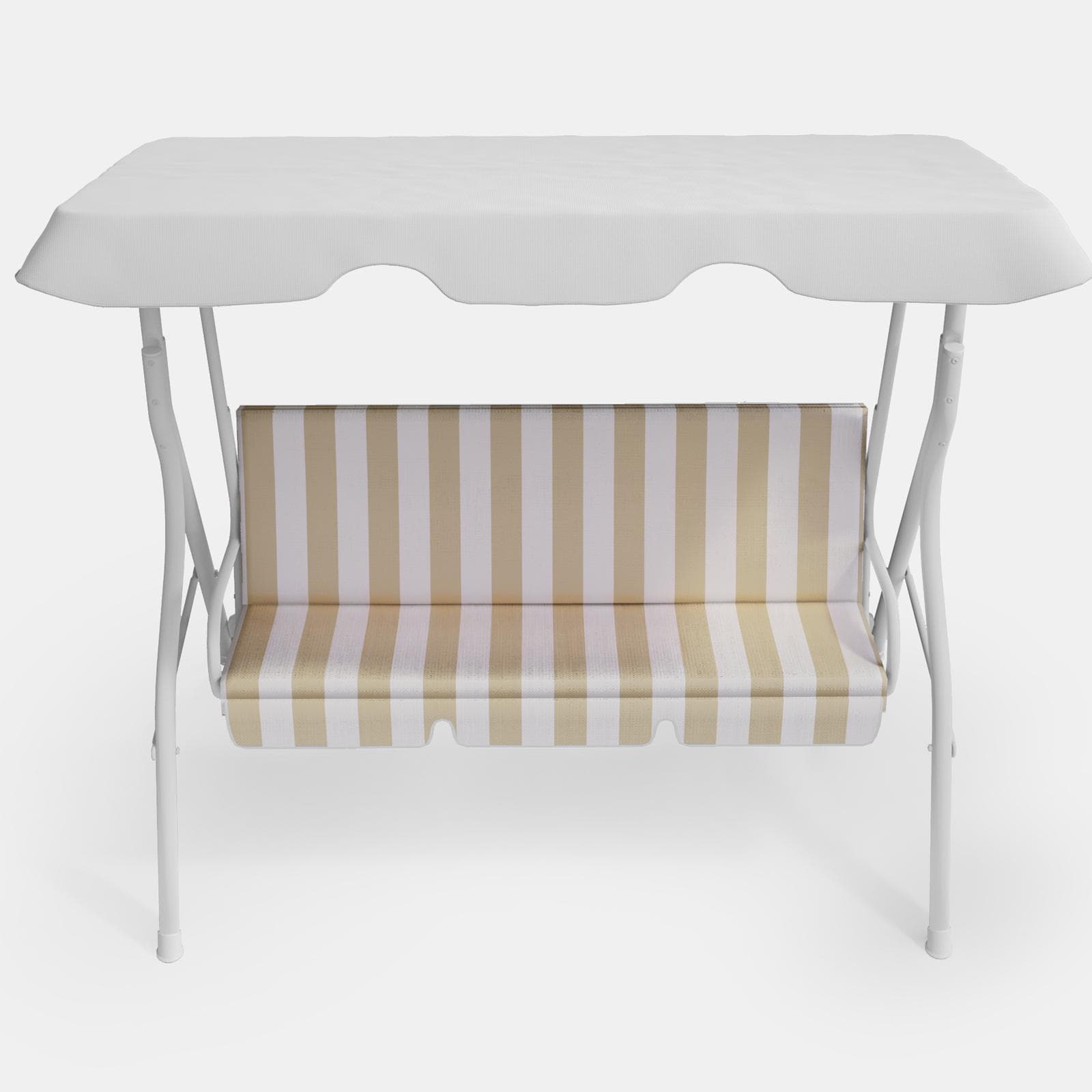 Cuscino per dondolo 130x45 cm in poliestere a righe bianco e beige - Libeccio