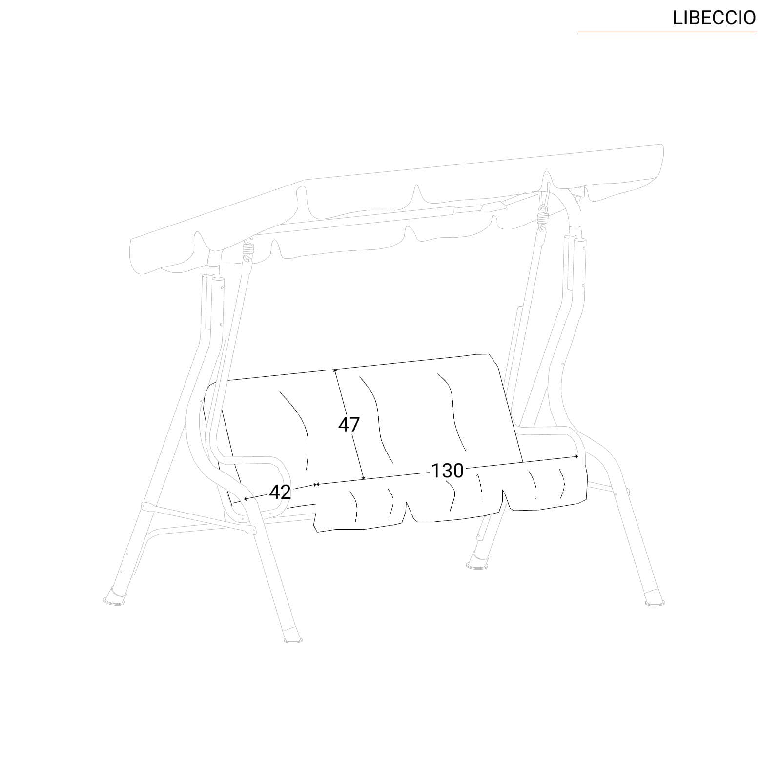 Cuscino per dondolo 130x45 cm in poliestere a righe bianco e beige - Libeccio