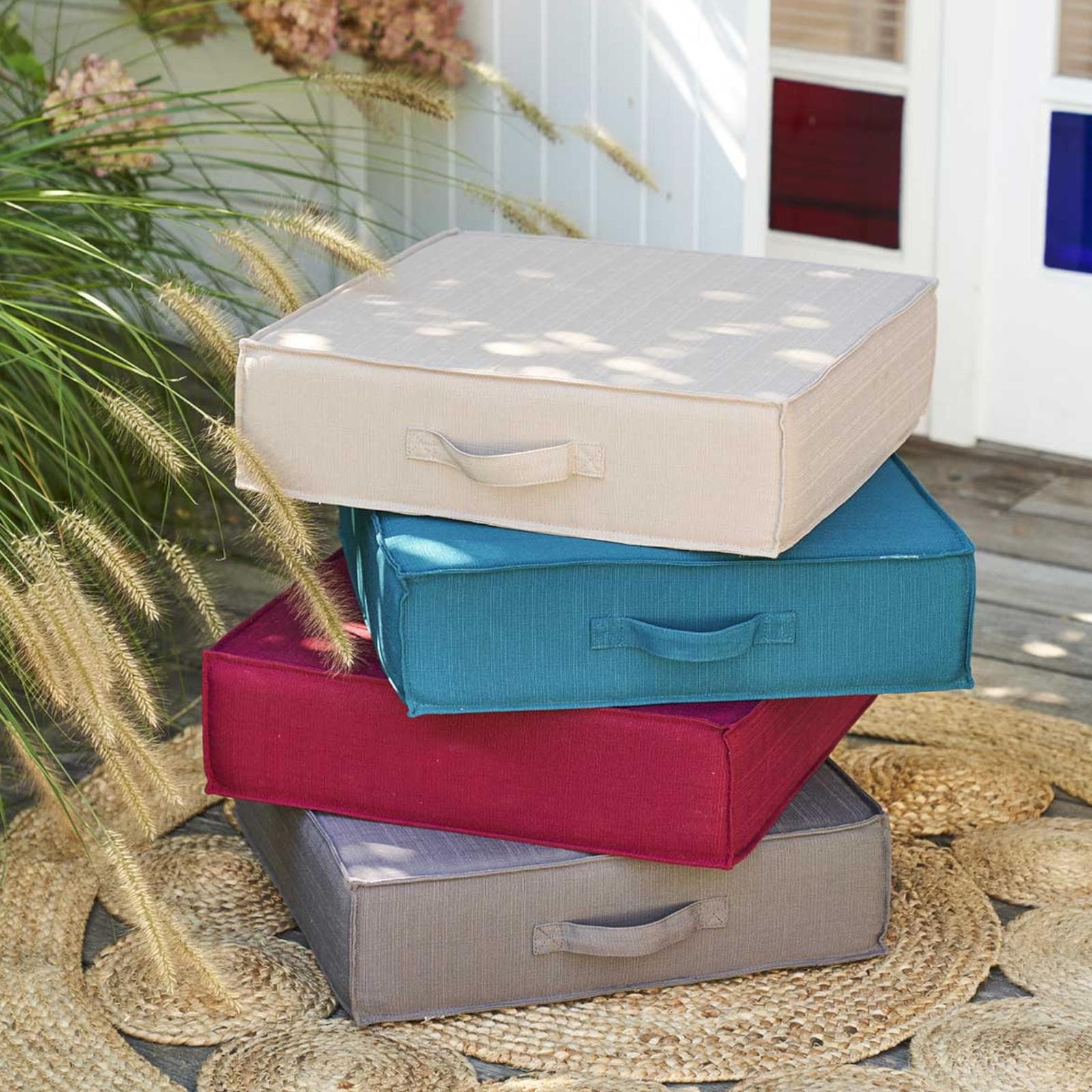Cuscino da pavimento 45x45 cm per esterni in poliestere grigio scuro - Bangkok